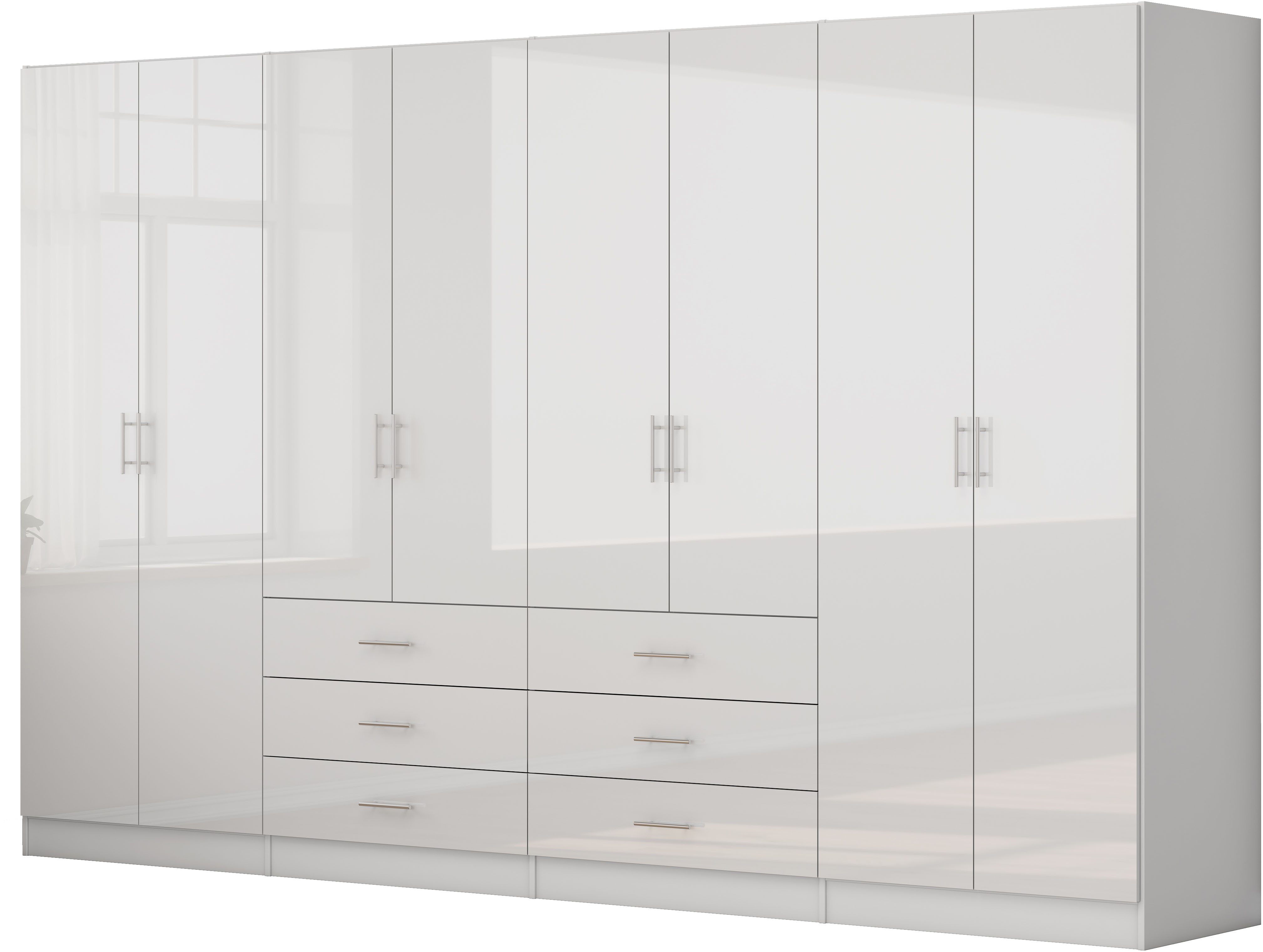 OTTO home Kleiderschrank Trento Schlafzimmerschrank Garderobe hochglanz Schrank mit 8 Türen und 6 Schubladen, hochglänzende Fronten