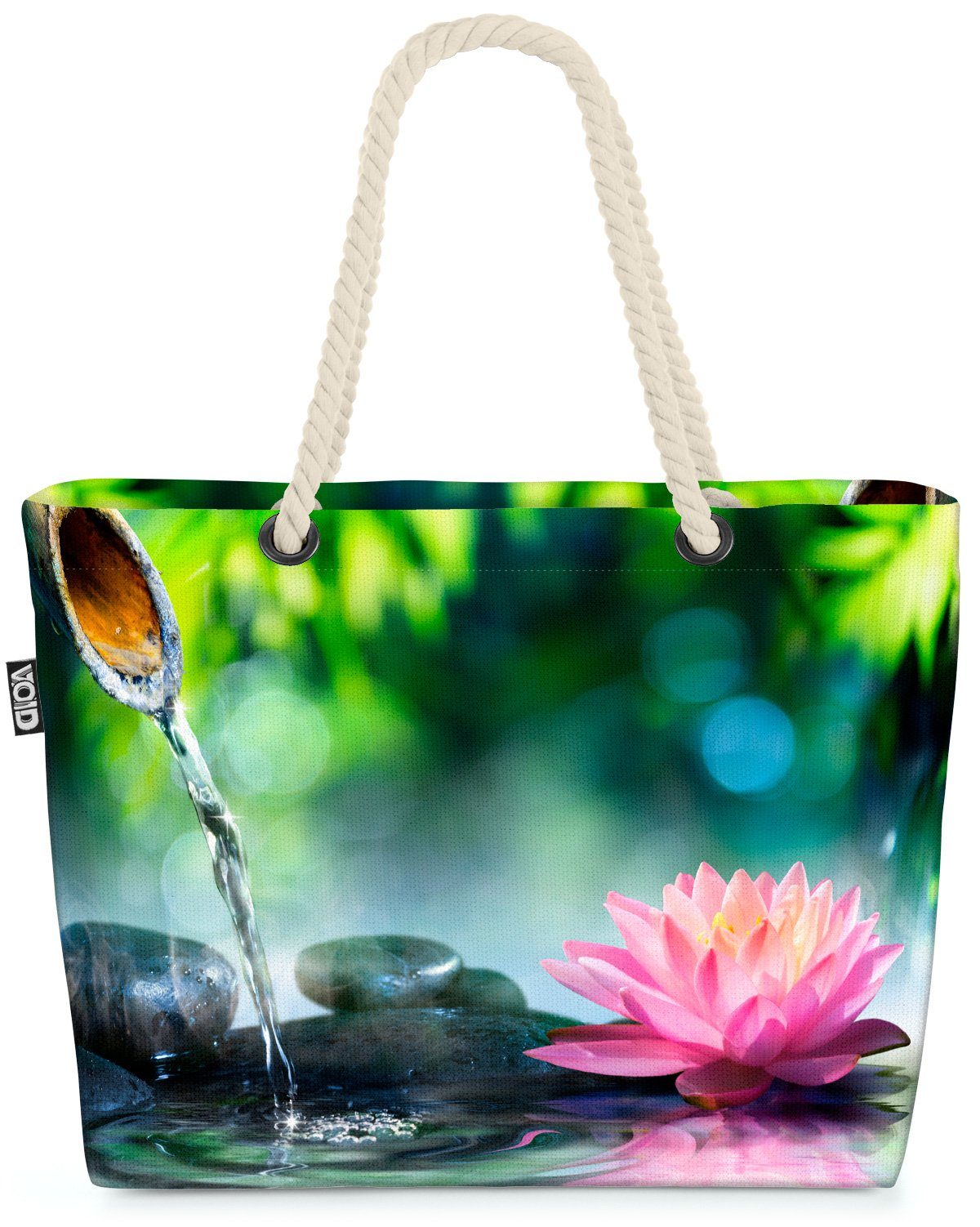 VOID Strandtasche (1-tlg), Zen Bambus Garten Wasserlilie Zen Wasser Garten Wasser B Bambus Lilie