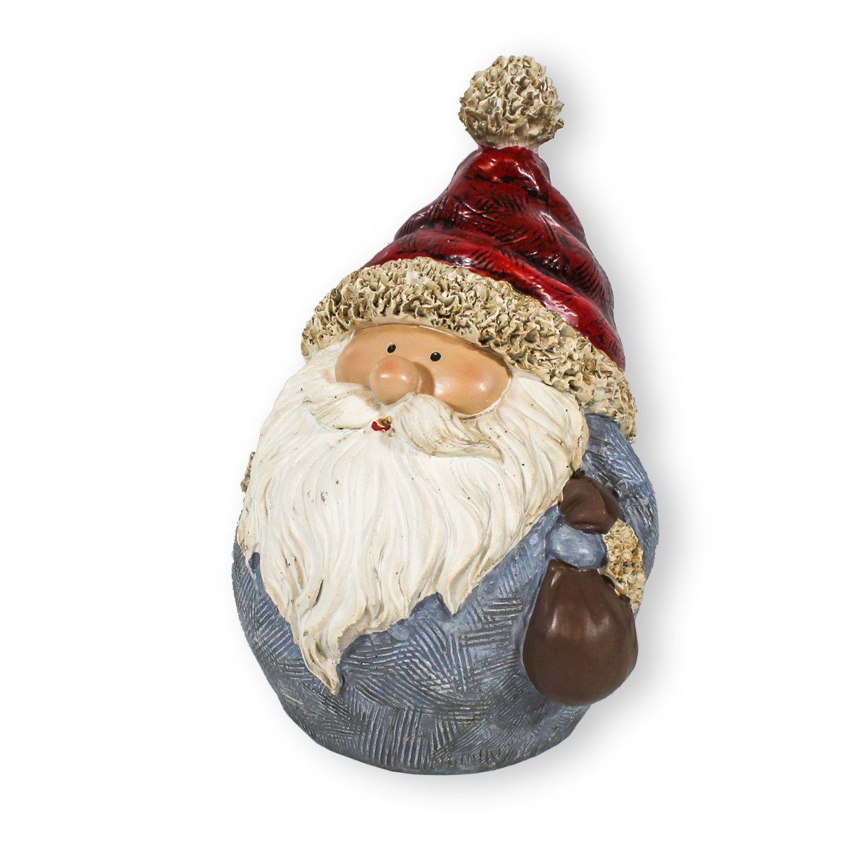 colourliving Weihnachtsfigur Weihnachtsmann Figur rund mit Säckchen Fensterdeko, Handbemalt, auch als Fensterdeko geeignet
