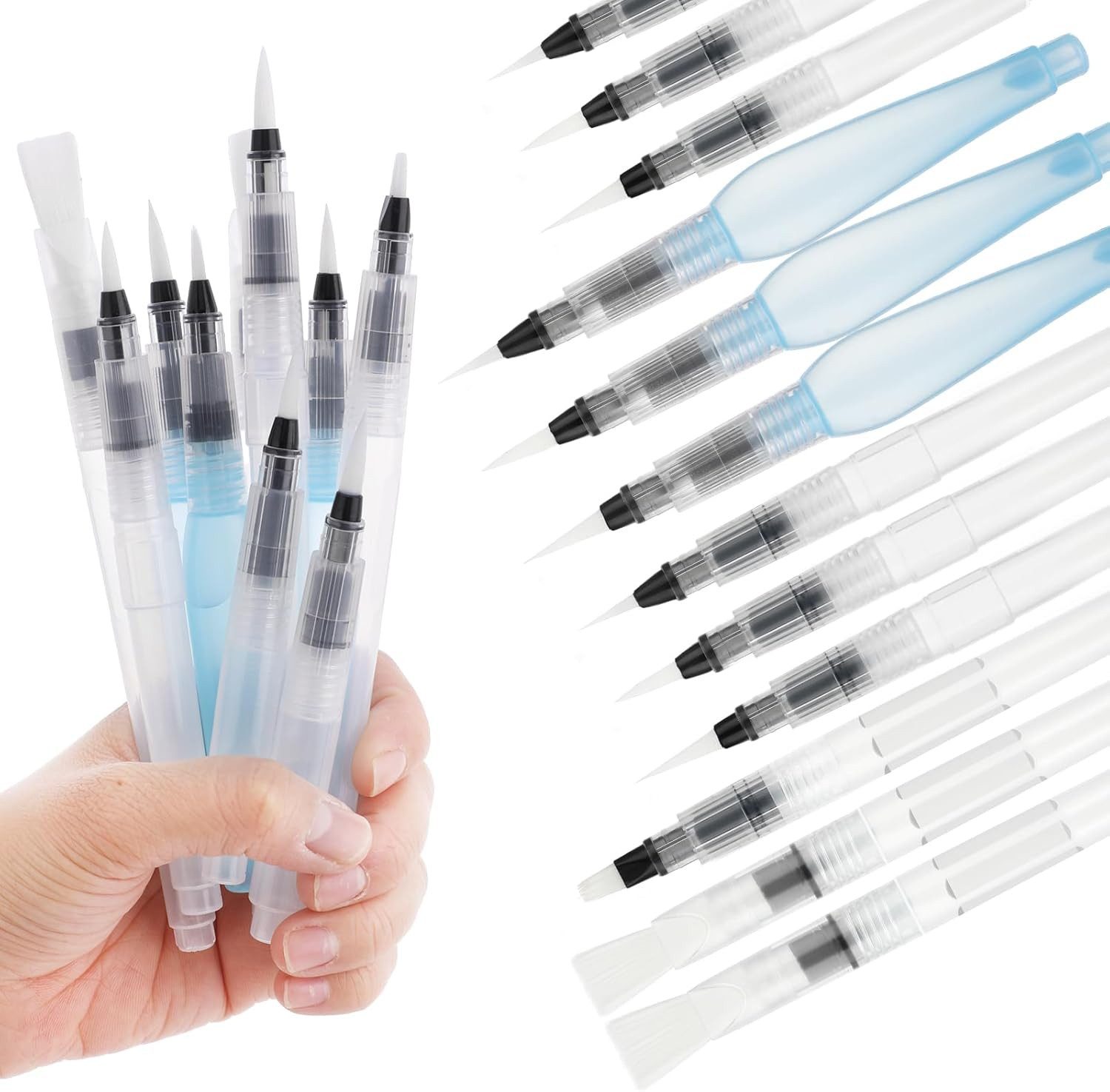 FELIXLEO Malpinsel 12 Stück Wasserpinsel Stifte Set mit Wassertank für Aquarell, (1 St)