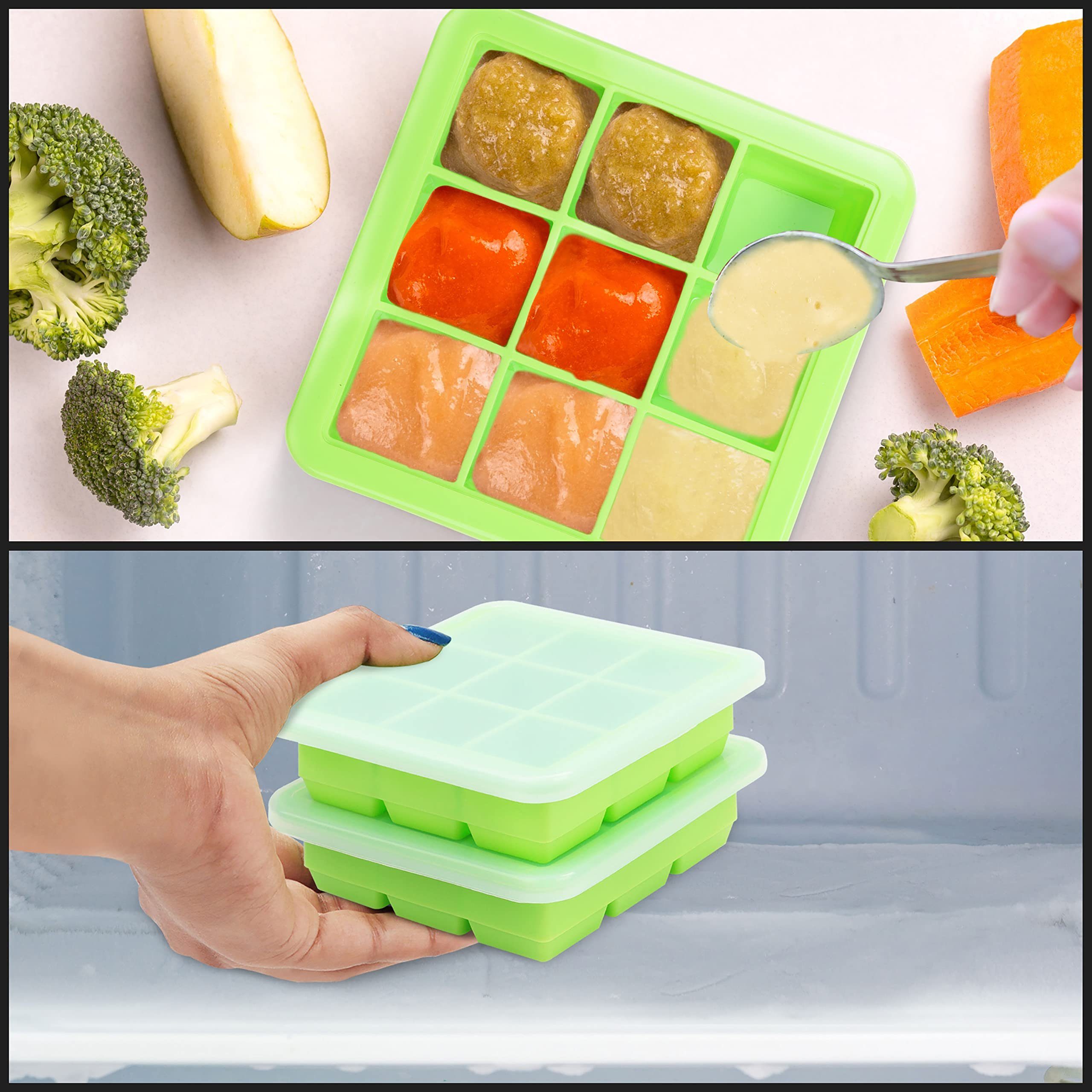 Belle Vous Eiswürfelform Transparente Aufbewahrungsbehälter (2 einfrieren Transparente (2 Eiswürfelbehälter Stück), Babynahrung für Stk)