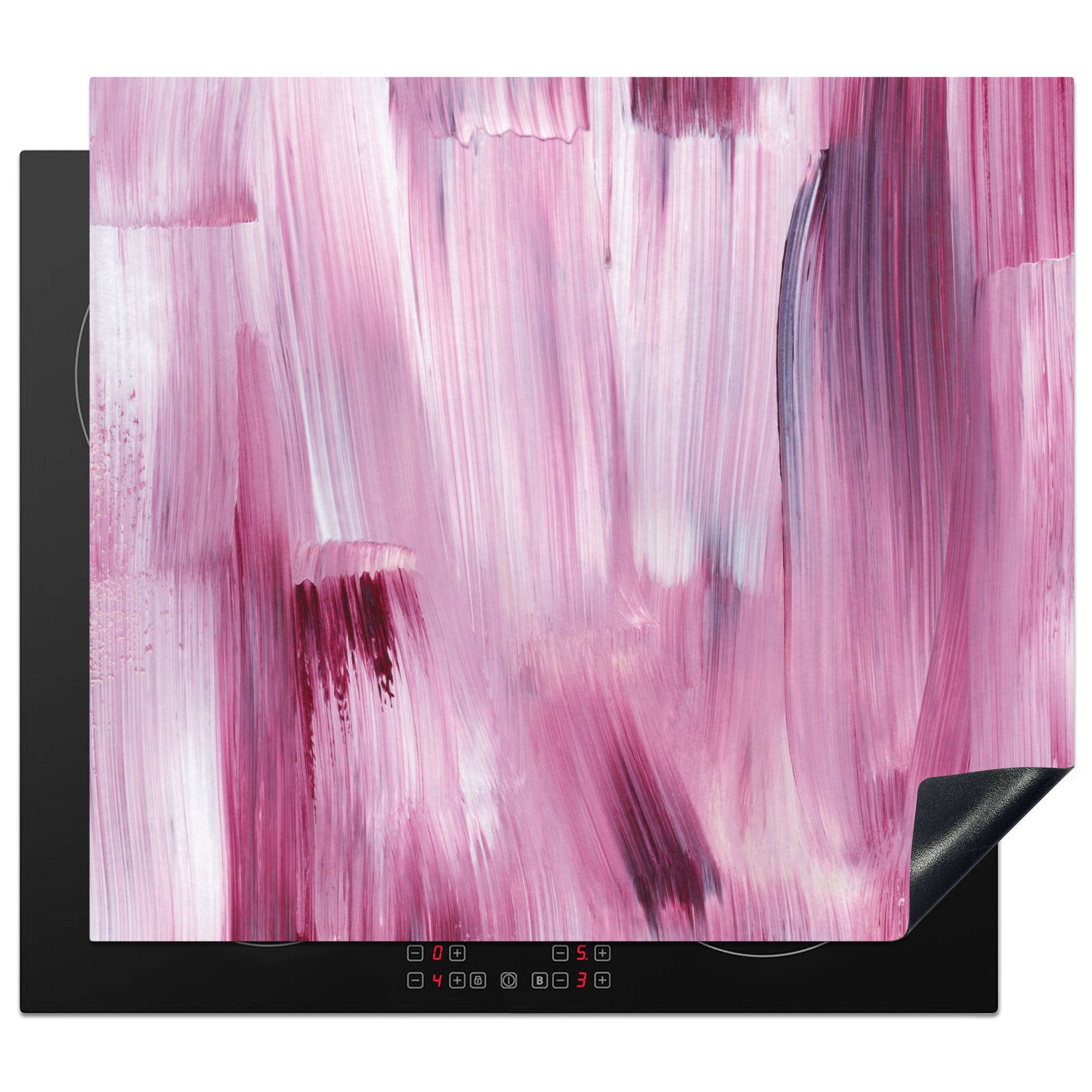 tlg), Mobile Vinyl, - 60x52 cm, Arbeitsfläche Farben Herdblende-/Abdeckplatte (1 - nutzbar, MuchoWow Rosa, Farbe Ceranfeldabdeckung