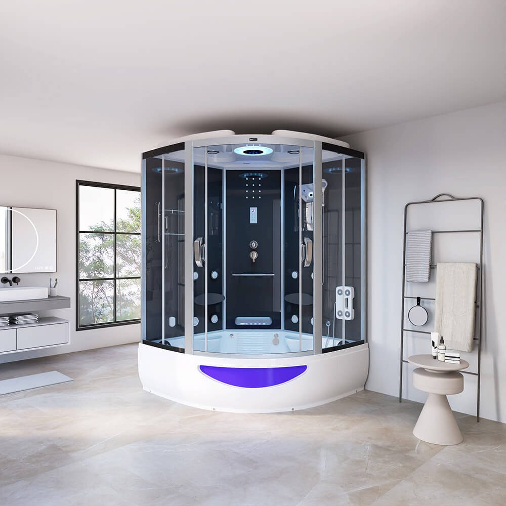 HOME DELUXE Dampfdusche EXCLUSIVE - Weiß, BxT: 150x150 cm, Einscheibensicherheitsglas, inkl. Radio, Regendusche und komplettem Zubehör, Dampfsauna, Badewanne, Whirlpool, Dusche