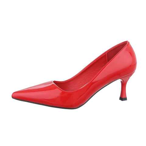 Ital-Design Damen Abendschuhe Elegant Pumps Pfennig-/Stilettoabsatz Klassische Pumps in Rot