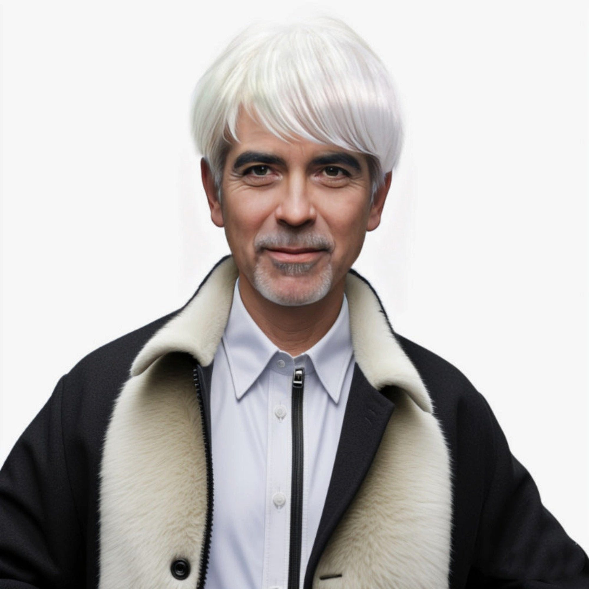 YRIIOMO Toupet Herrenperücke in reinweißer Farbe mit mittlerem bis älterem Alter, kurzes glattes Haar, weißer Netzhaarteil