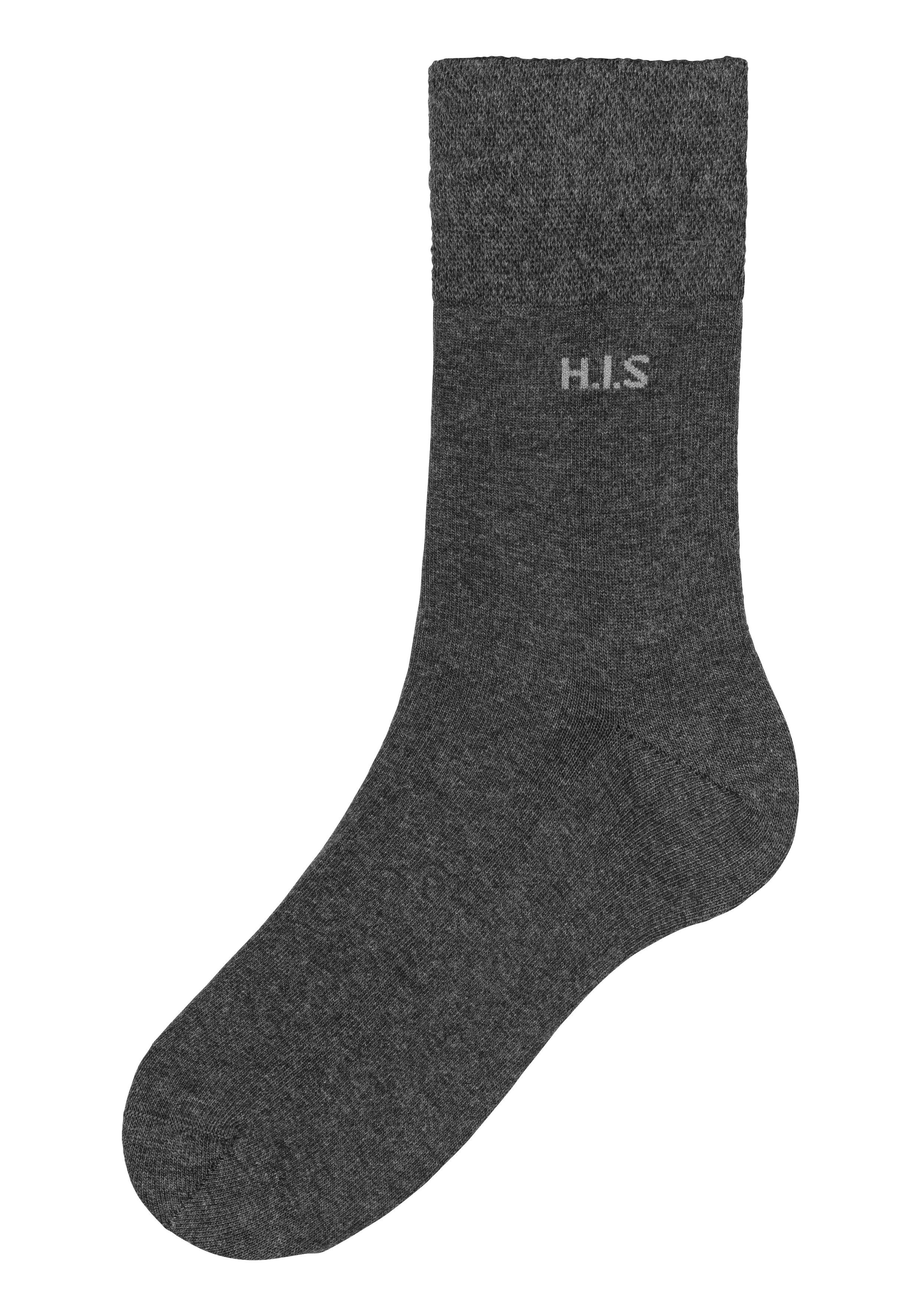 H.I.S Socken (Packung, 12-Paar) ohne grau-meliert 4x 4x einschneidendes 4x schwarz, anthrazit-meliert, Gummi