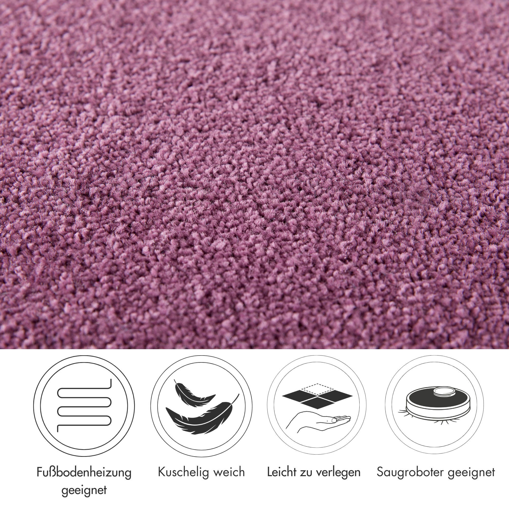 Andiamo Teppichboden Sophie, Frisee-Velours, Gesamthöhe 12 mm, Luxusklasse LC3, rechteckig, Uni Farben, Breite 400 cm oder 500 cm, strapazierfähig & pflegeleicht