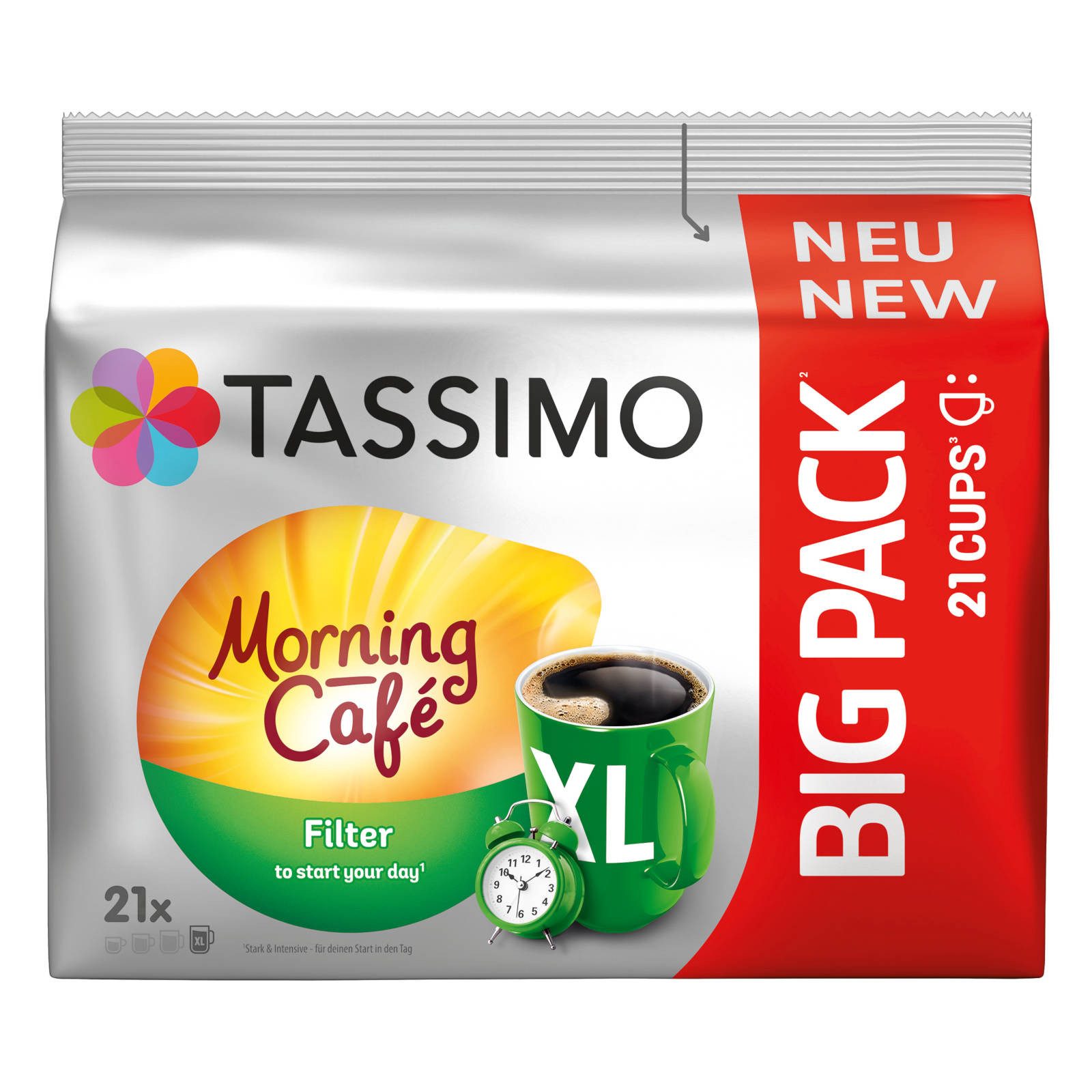 TASSIMO Kaffee Kapseln T-Discs Morning Café XL Big Packs Mix-Paket Filter Mild&Smooth, (Packung, 3er Pack)