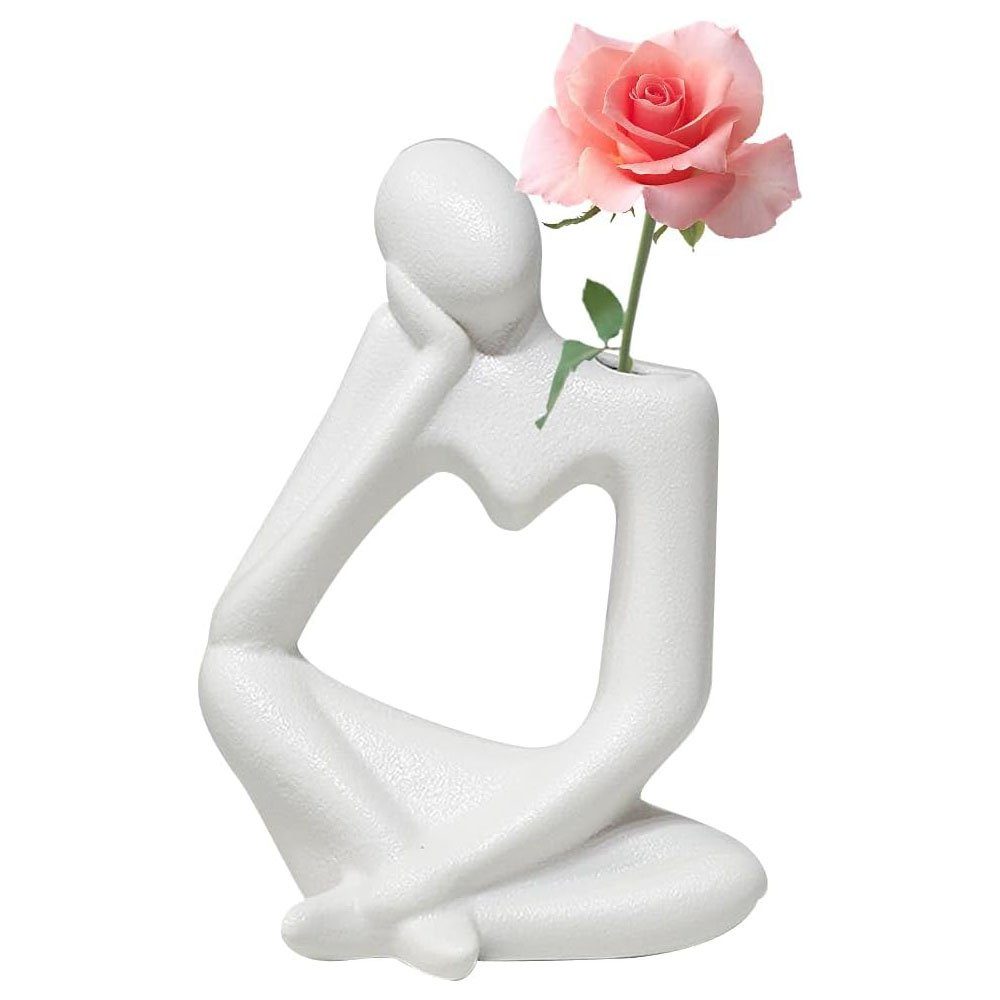 SOTOR Bodenvase Keramik Wohnzimmer (1 für Trockenblumen Weiß,Tulpenvase Deko Blumen Vase,Modern Küche Tisch, Denker Büro Vase,Blumenvase Tischdeko St), Blumenvase