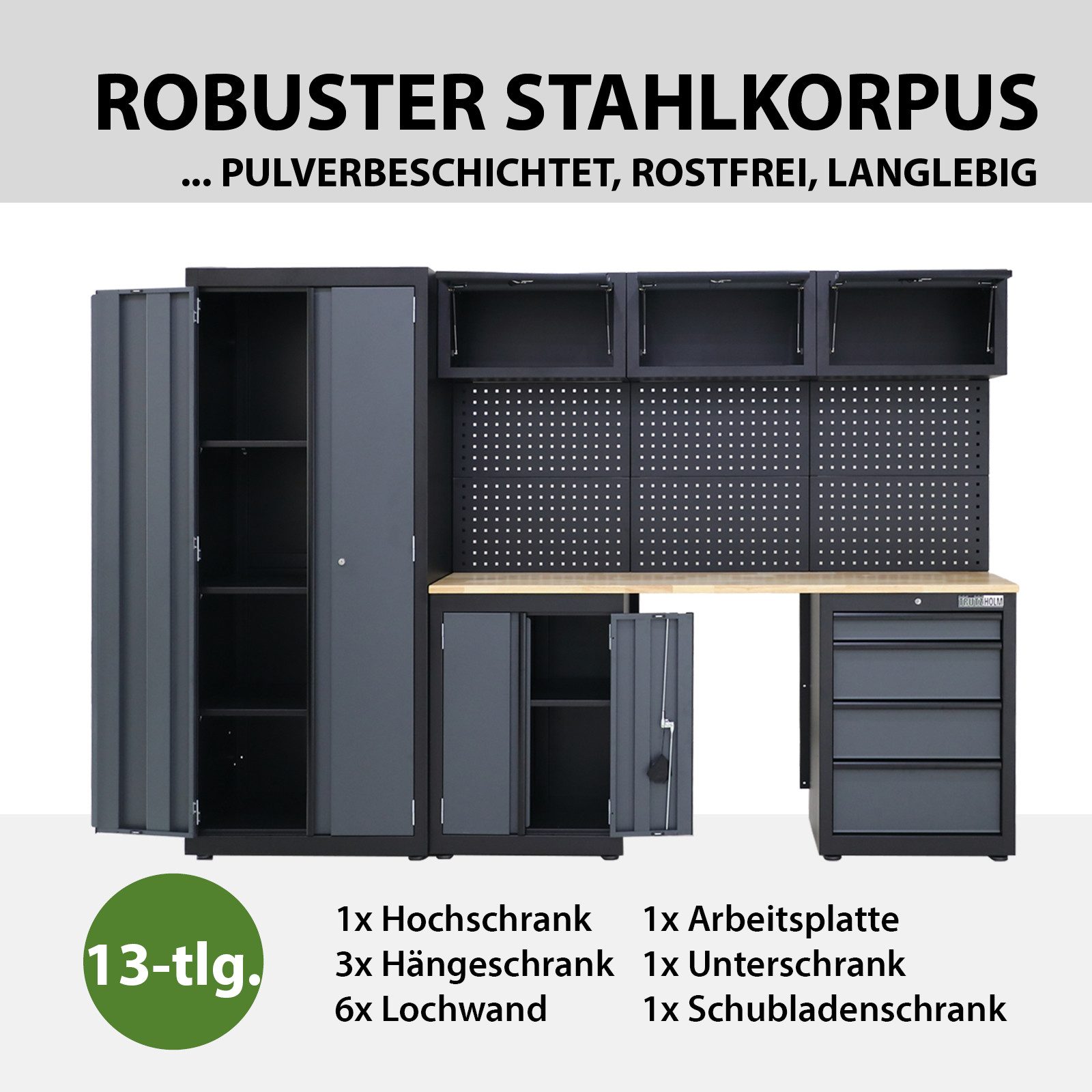 TRUTZHOLM Werkstatt-Set Werkstattwand 13-tlg. Werkstattschranksystem mit Ho günstig online kaufen