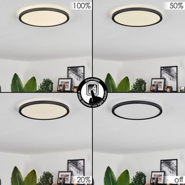 hofstein Deckenleuchte dimmbare Deckenlampe aus Kunststoff in Schwarz/Weiß, LED fest integriert, 4000 Kelvin, über herkömmlichen Lichtschalter dimmbar, Ø 29cm, 2000 Lumen, IP44