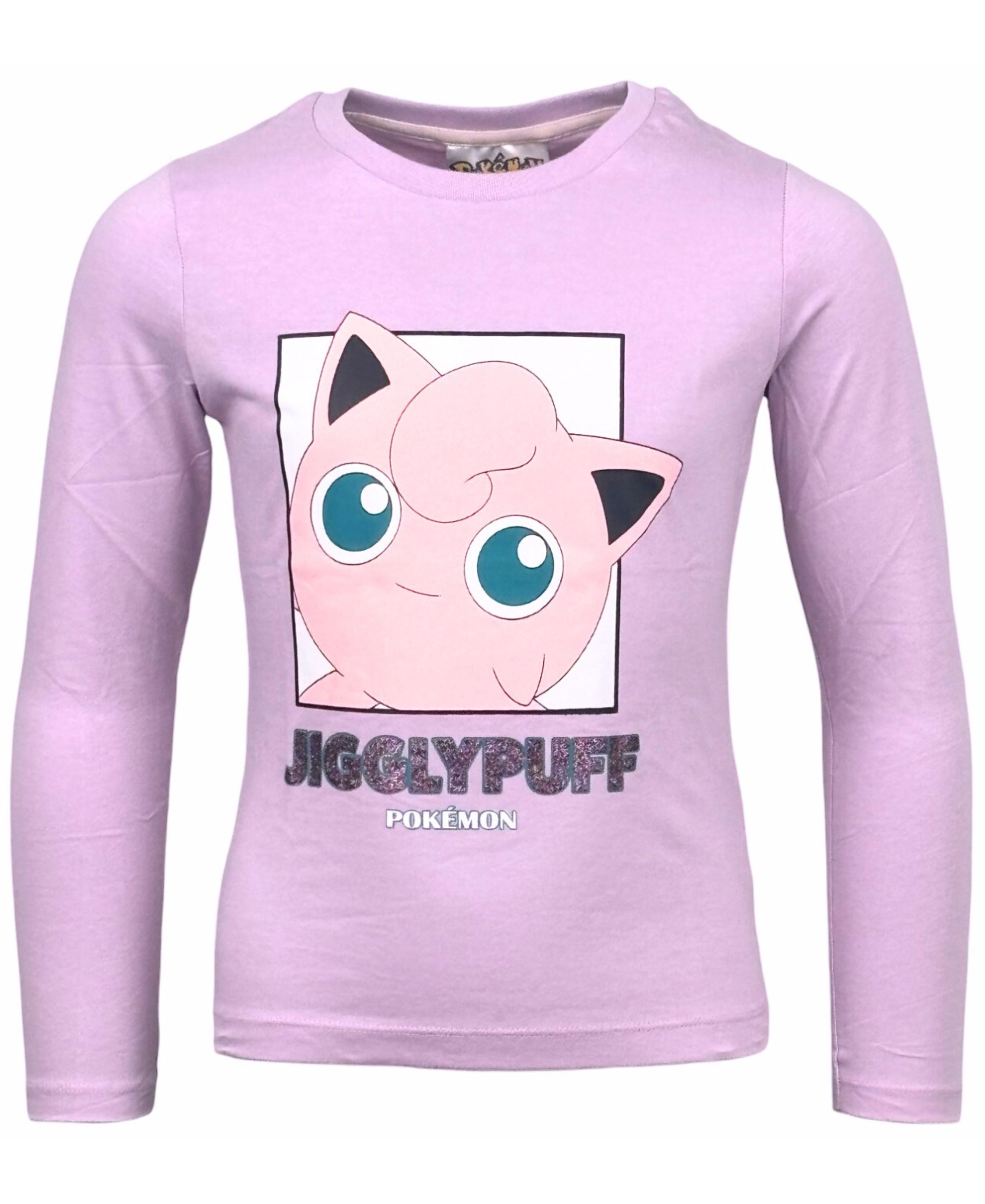 POKÉMON Langarmshirt Piepo - Jigglypuff Mädchen Shirt mit Glitzer Gr. 116- 152 cm