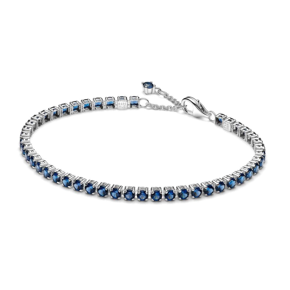 Pandora Tennisarmband 591469C02, für Damen Tennis Silber Funkelndes Blau