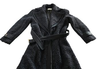 MonCaprise by Clothè Langmantel Astrakhan Wintermantel Mantel !! ohne Verschluss !! schwarz