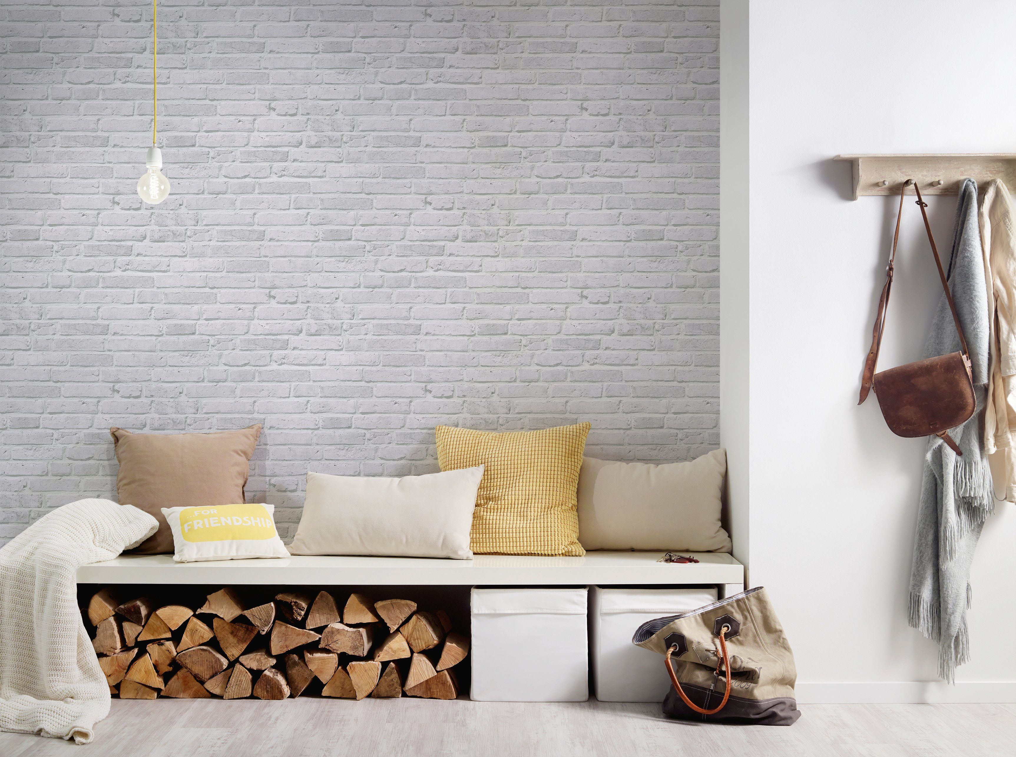 living walls Vliestapete Best of Wood`n Stone 2nd Edition, leicht strukturiert, Motiv, Steinoptik, gemustert, Landhaus Tapete Stein Tapeten Wohnzimmer Schlafzimmer Küche Flur Optik