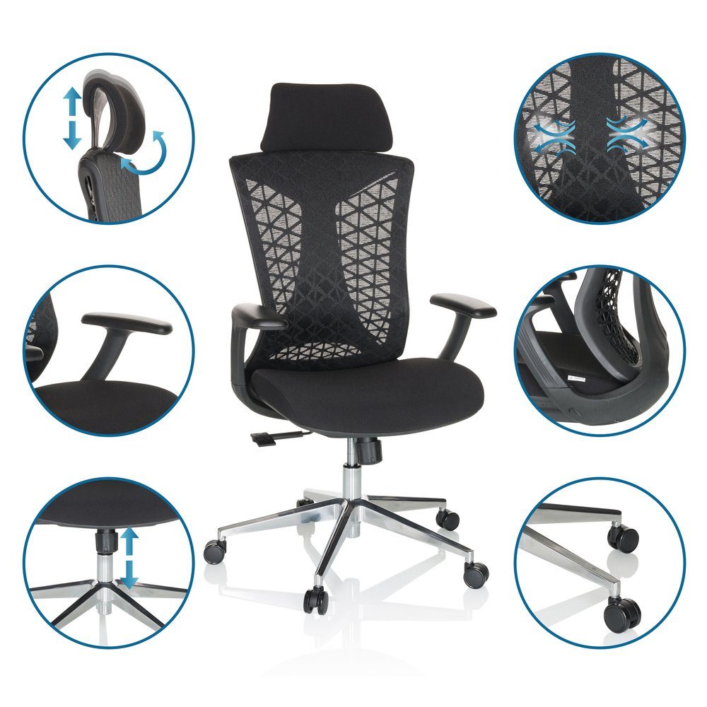 hjh OFFICE Bürostuhl St), Profi (1 Drehstuhl Schreibtischstuhl ergonomisch B Stoff/Netzstoff FALEO