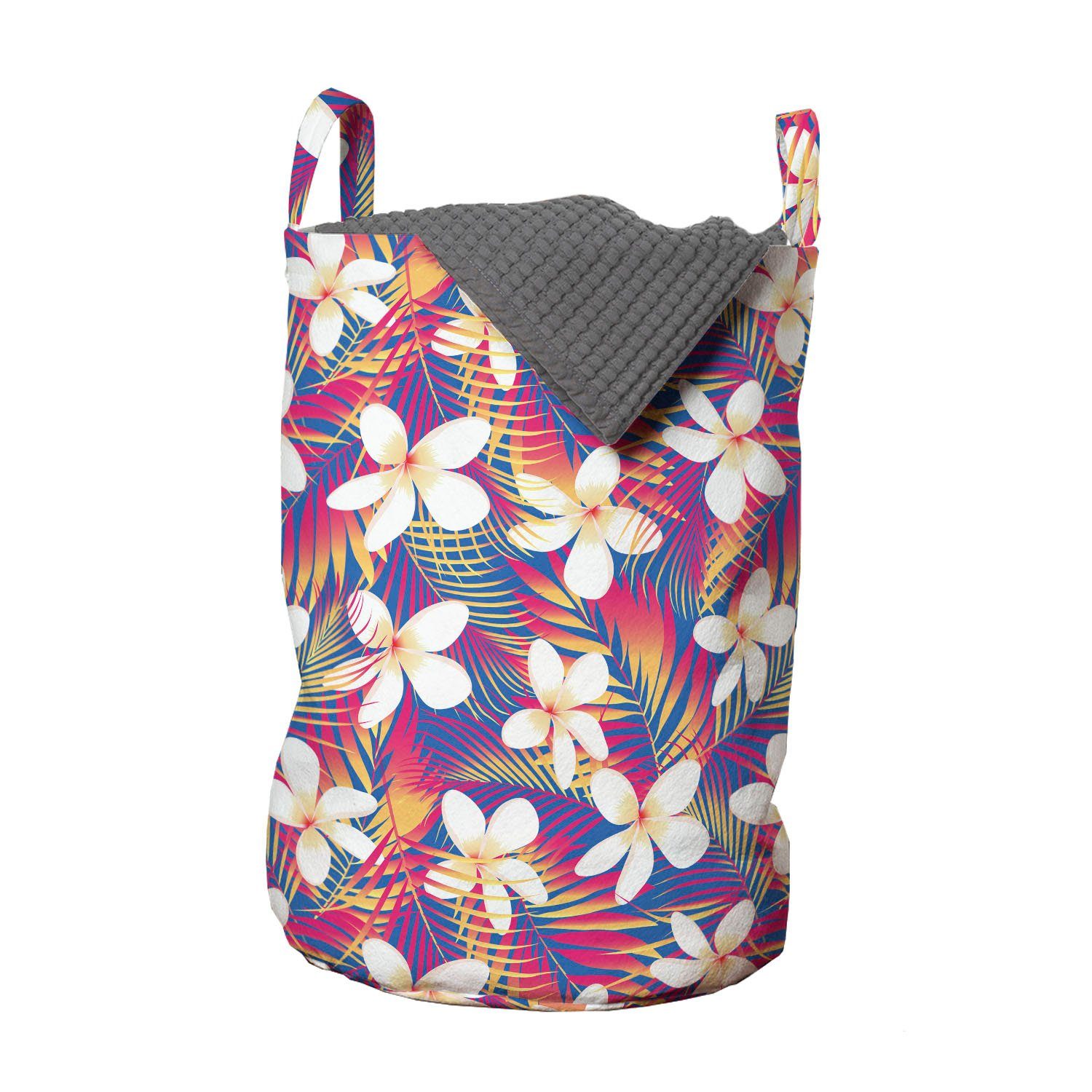 Abakuhaus Wäschesäckchen Wäschekorb mit Griffen Kordelzugverschluss für Waschsalons, Blumen Exotische tropische Blumen-Kunst