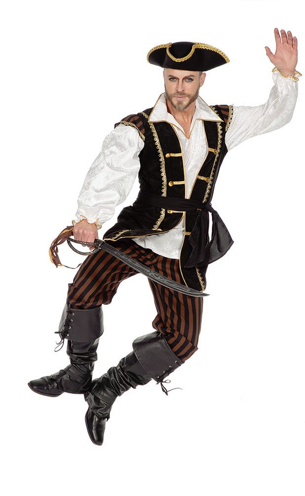 Karneval-Klamotten Piraten-Kostüm Herren Piratenkapitän Komplett hochwertig, Männerkostüm Seeräuber Freibeuter Pirat Gruppenkostüm