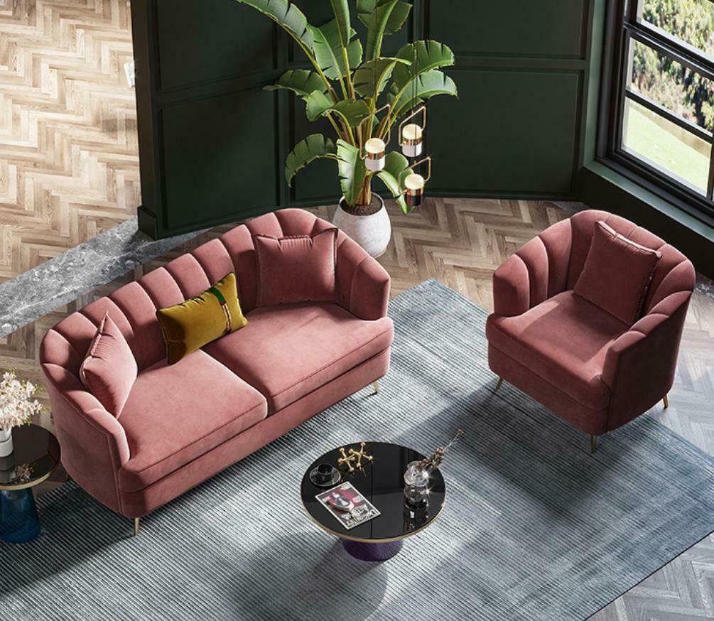 3 Relax Wohnlandschaft Sitzer Sofas Samt Design Sitz JVmoebel Sofa Textil Sofa,