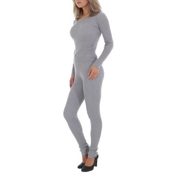 Ital-Design Jumpsuit Damen Freizeit Stretch Jogging- & Freizeitanzug in Grau