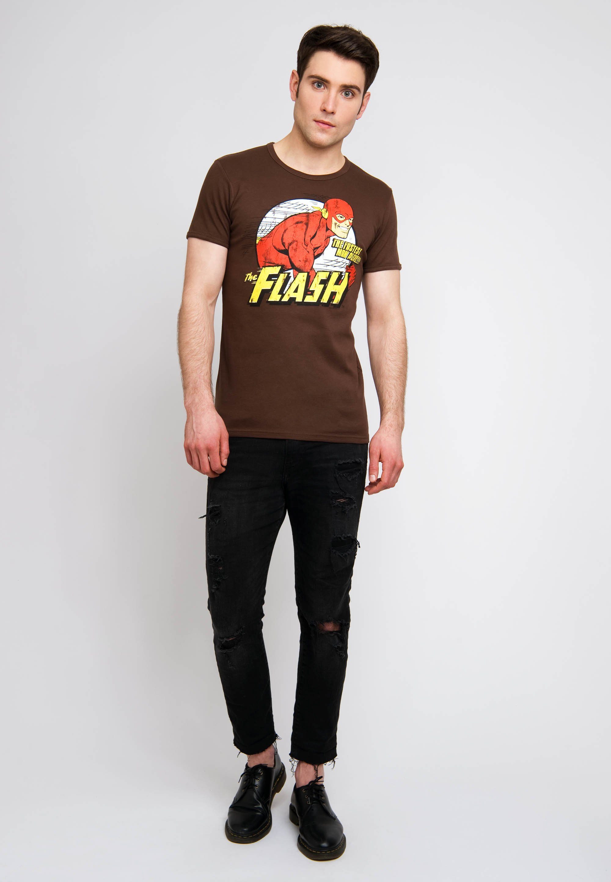 LOGOSHIRT The braun mit Flash-Print T-Shirt coolem