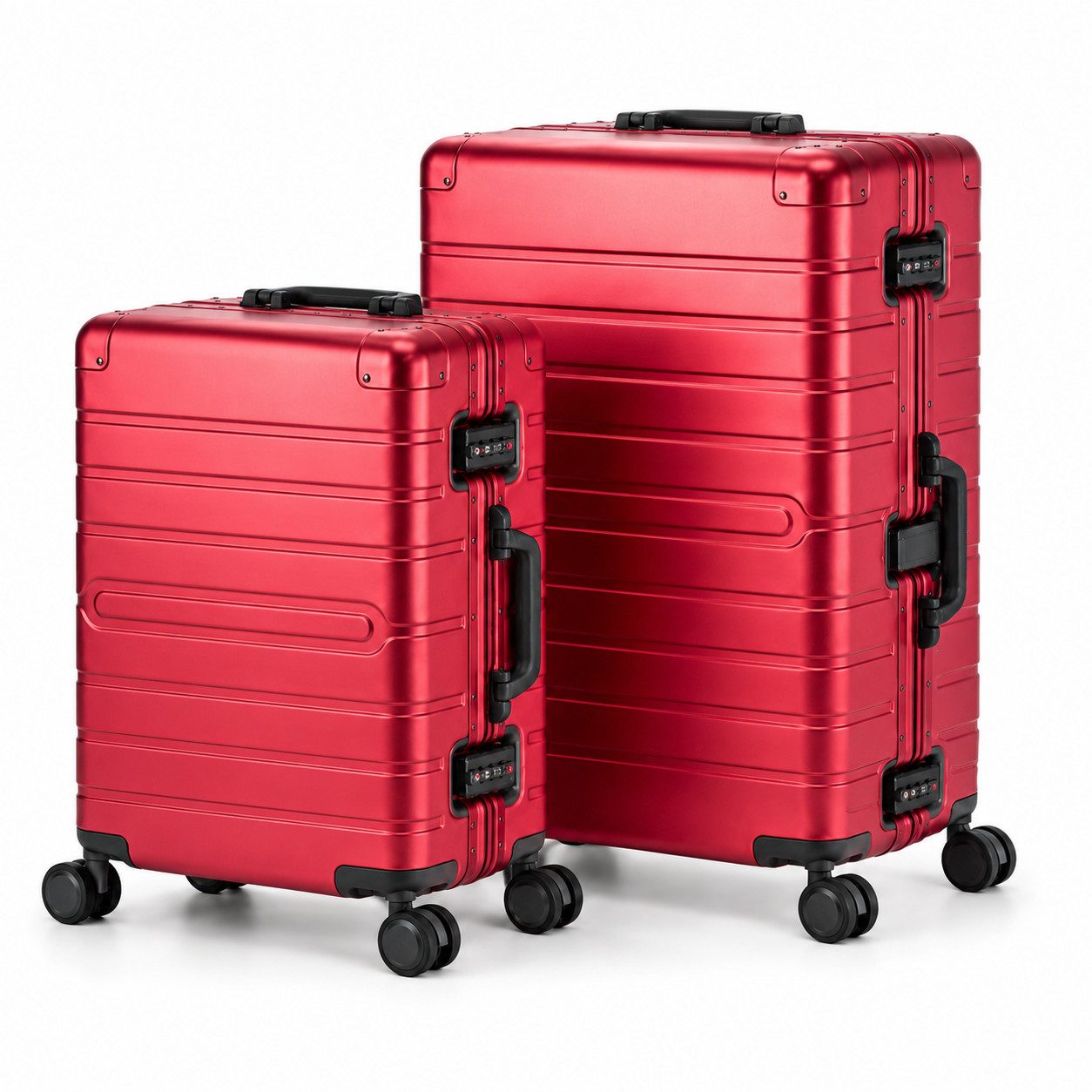 Travelhouse Kofferset 100% Aluminium OSLO - verschiedene Farben, 4 Rollen, (2 tlg., M+L), aus Aluminium, mit Kantenschutz und voll gefüttertem Innenraum.