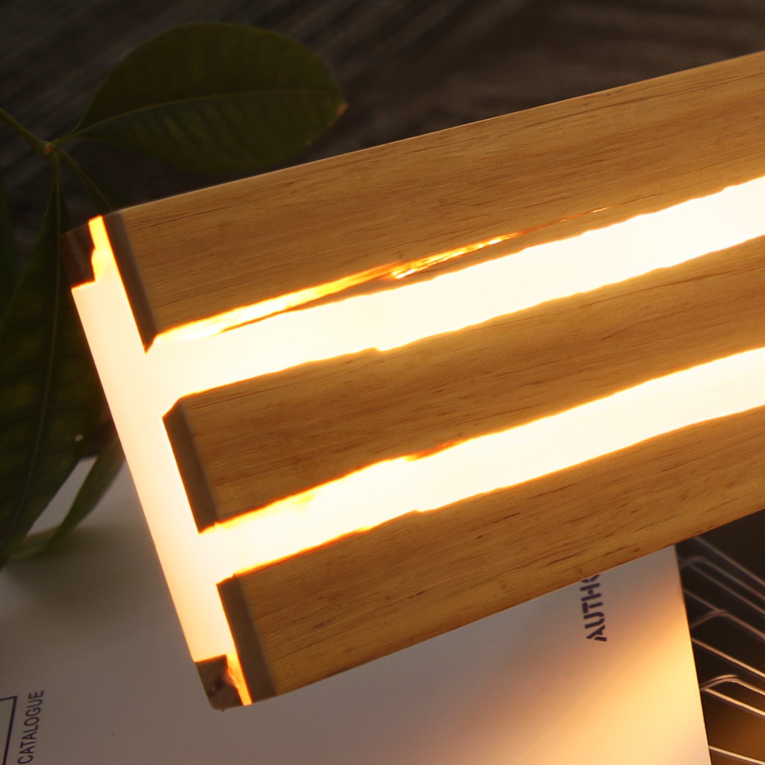 ZMH LED Wandleuchte Holz fest integriert, Wohnzimmer, Warmweiß Flur LED Treppe Nachtlampe Beleuchtung 18W