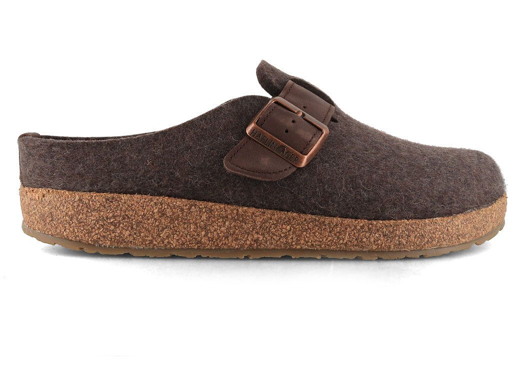 Haflinger Filzclog Grizzly Chicago Hausschuh verstellbarer Lederriemen