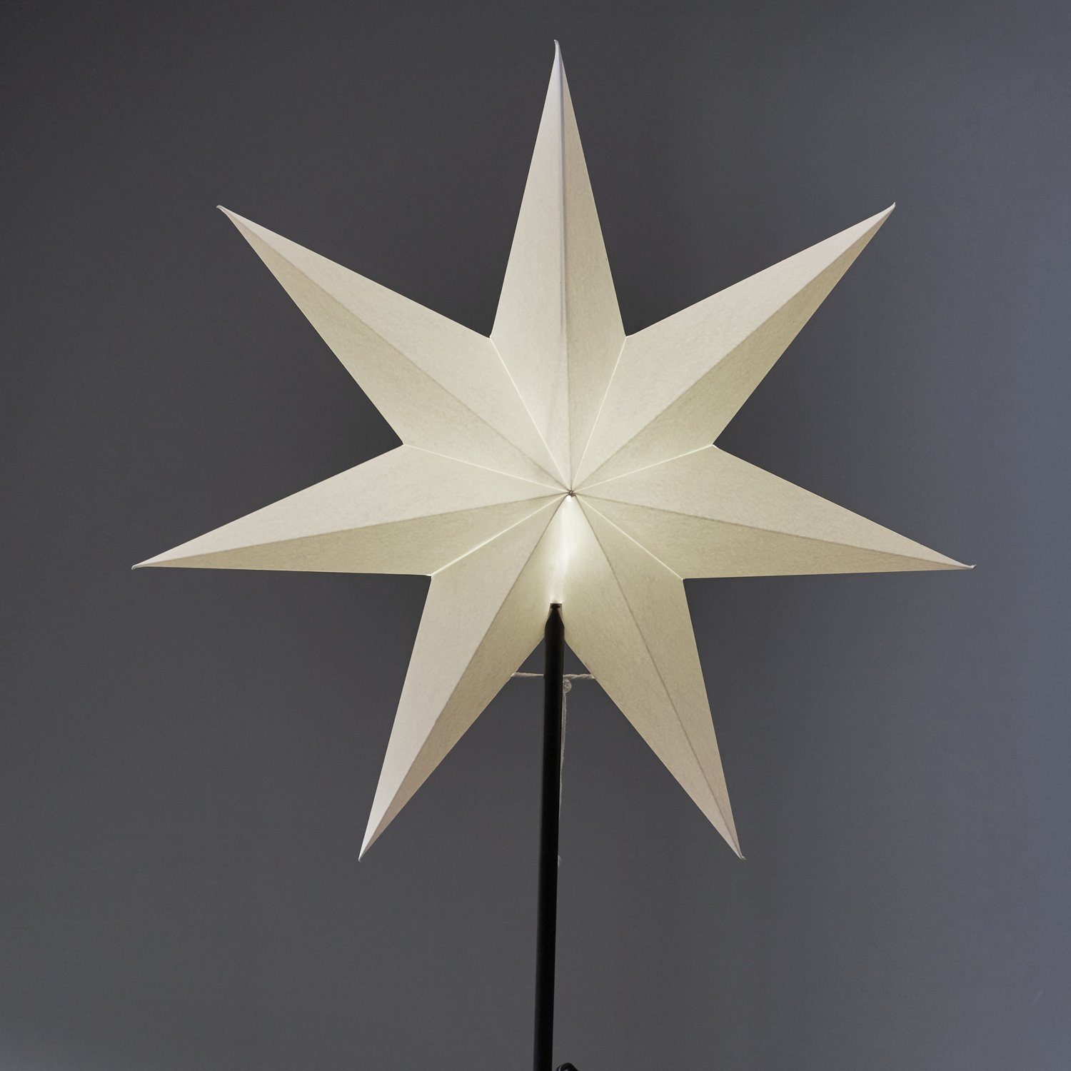 STAR TRADING LED Stern Papierstern Weihnachtsstern stehend 7-zackig 55cm E14 inkl. Kabel weiß