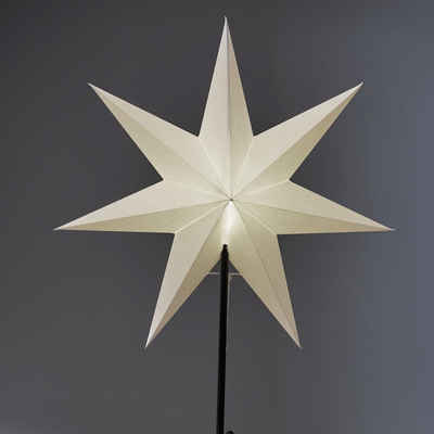 STAR TRADING LED Stern Papierstern Weihnachtsstern stehend 7-zackig 55cm E14 inkl. Kabel weiß