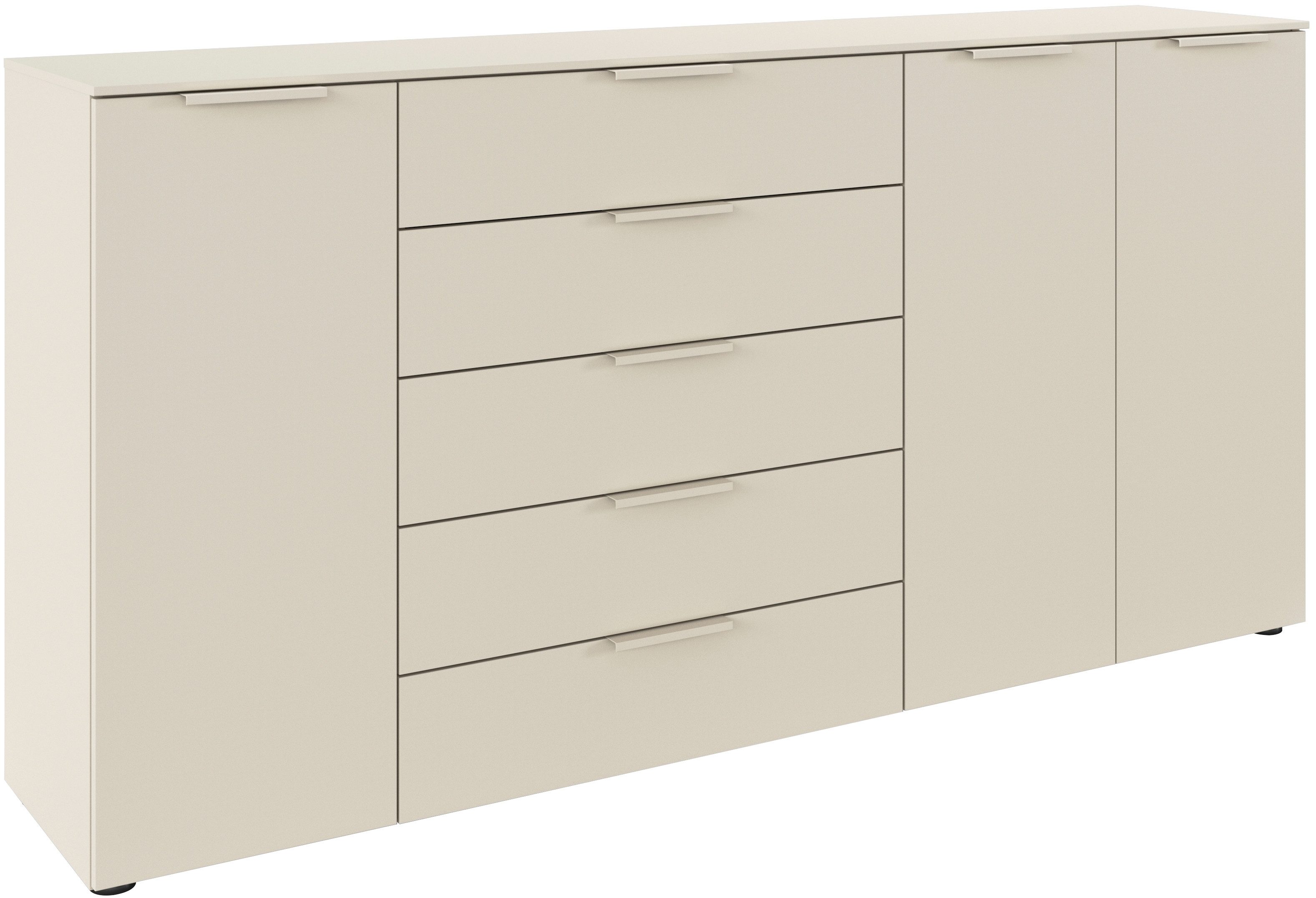 rauch Schubkastenkommode Kommode Türkommode Sideboard Kombikommode FLIPP (Breite 200 cm mit 4 Einlegeböden), 3-türig mit 5 Schubladen und Soft-Close-Funktion