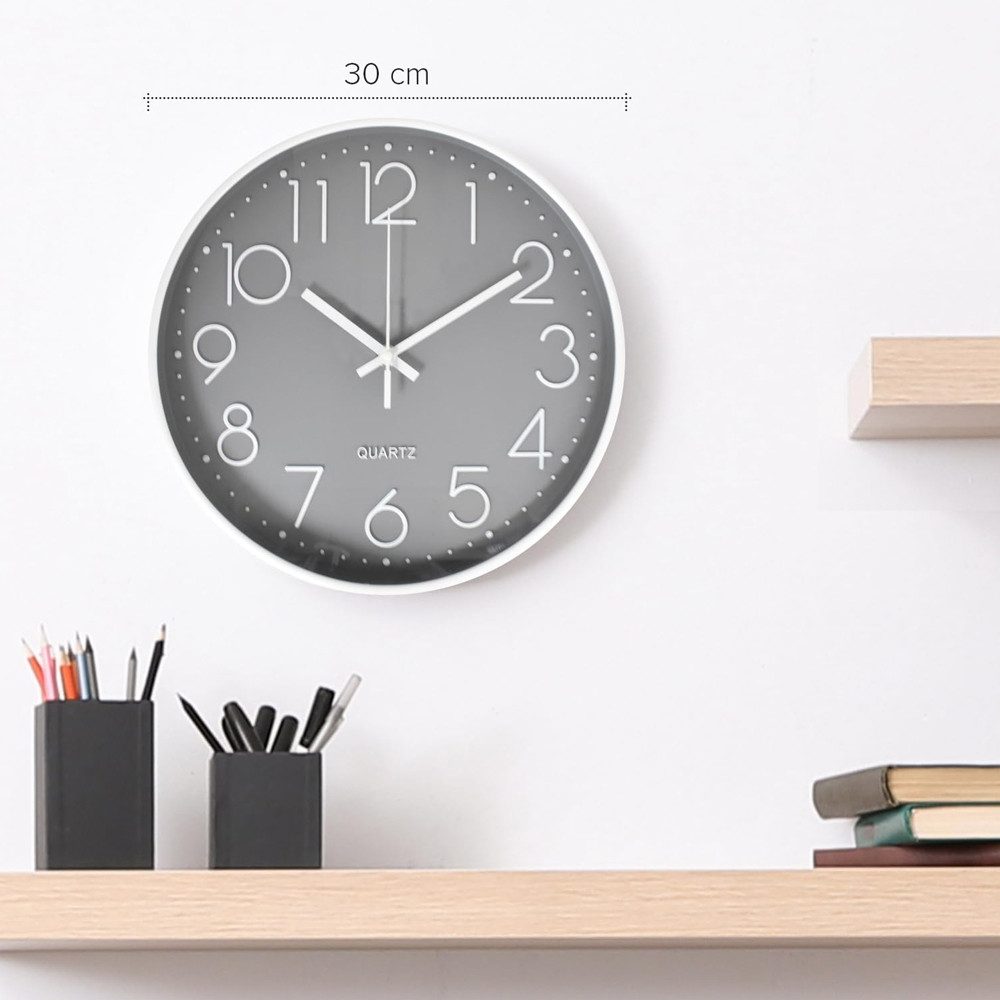 TUWENA Uhr 30cm Wanduhr Lautlos, 3D Ziffern Wanduhr, Modern Wand Uhr Analog günstig online kaufen