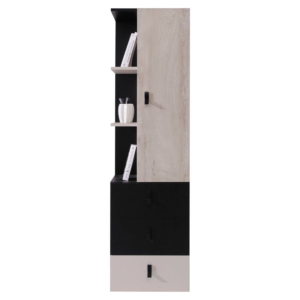 Lomadox Regal PITTSBURGH-133, Regalschrank, schwarz/Eiche/beige günstig online kaufen