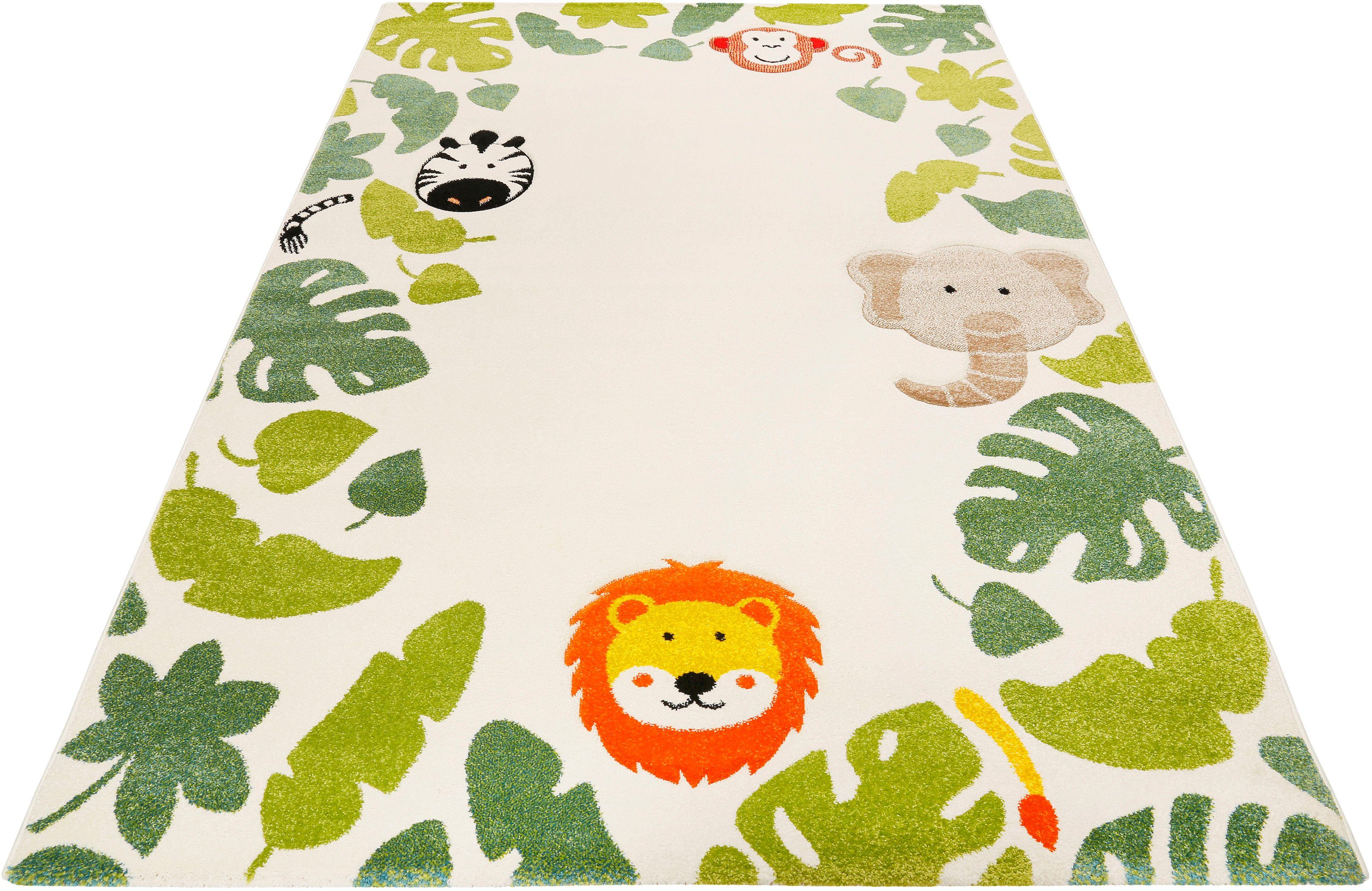 Kinder Teppich Spielteppich Jungle Velours beige 200x210 cm Dschungel 