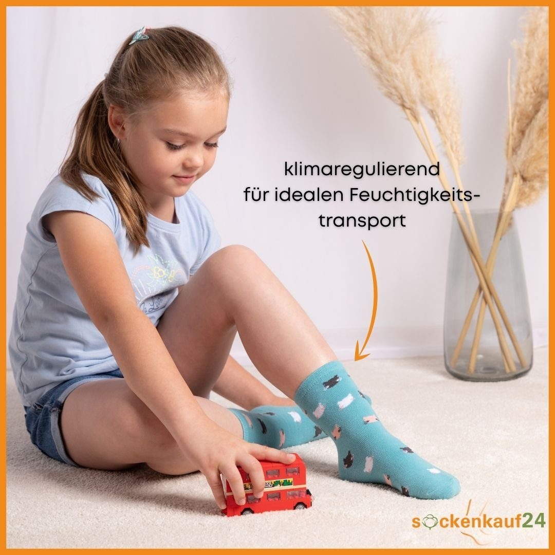 sockenkauf24 Socken 10 Paar Kindersocken für Mädchen lang Kinder Socken mit weichem Bund