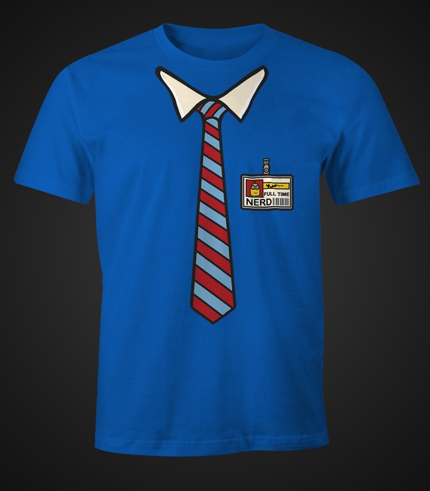 Time mit Fun-Shirt blau MoonWorks Herren Print Nerd Print-Shirt Moonworks® T-Shirt Full Geek