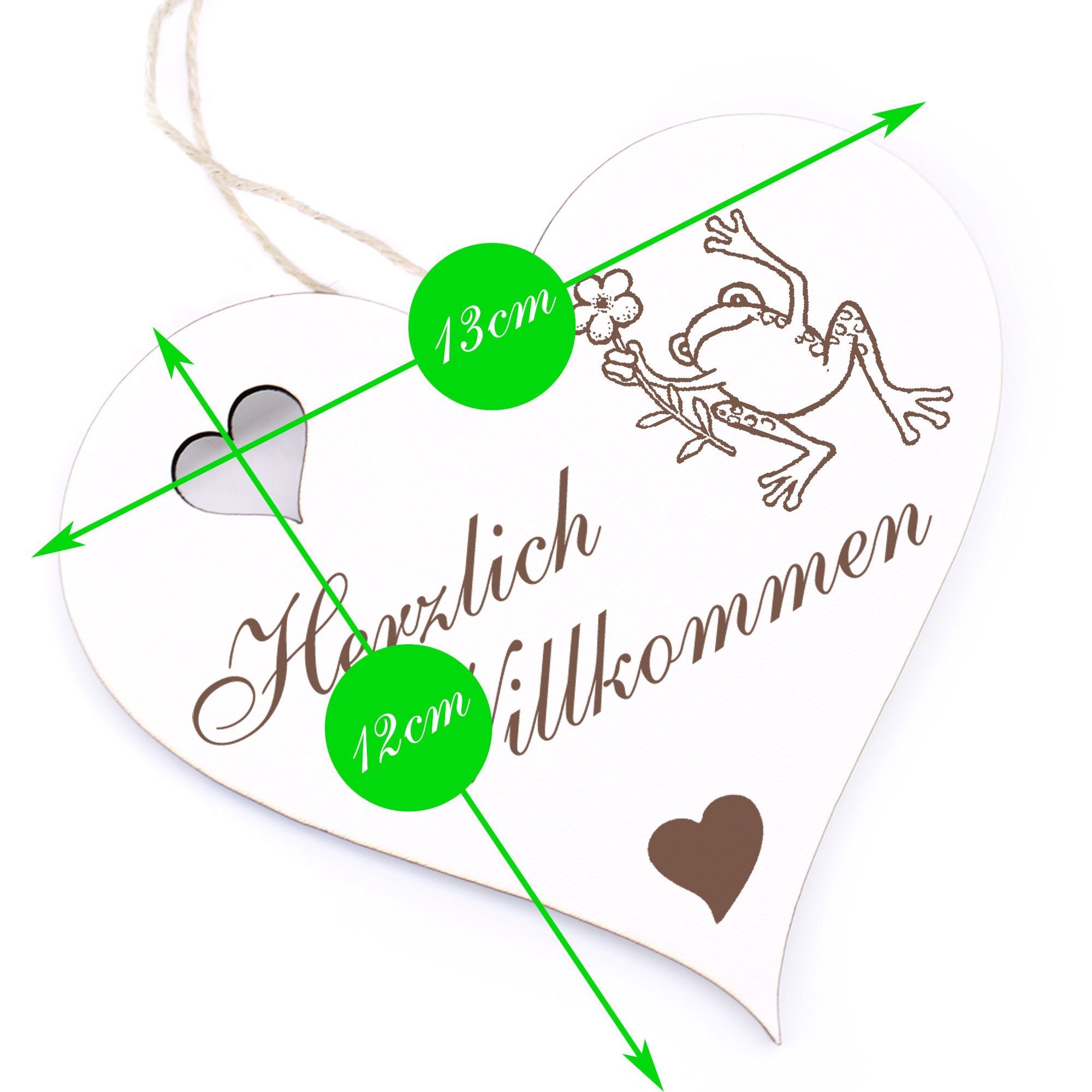Dekolando Hängedekoration Herzlich Willkommen - Blume - 13x12cm mit Frosch