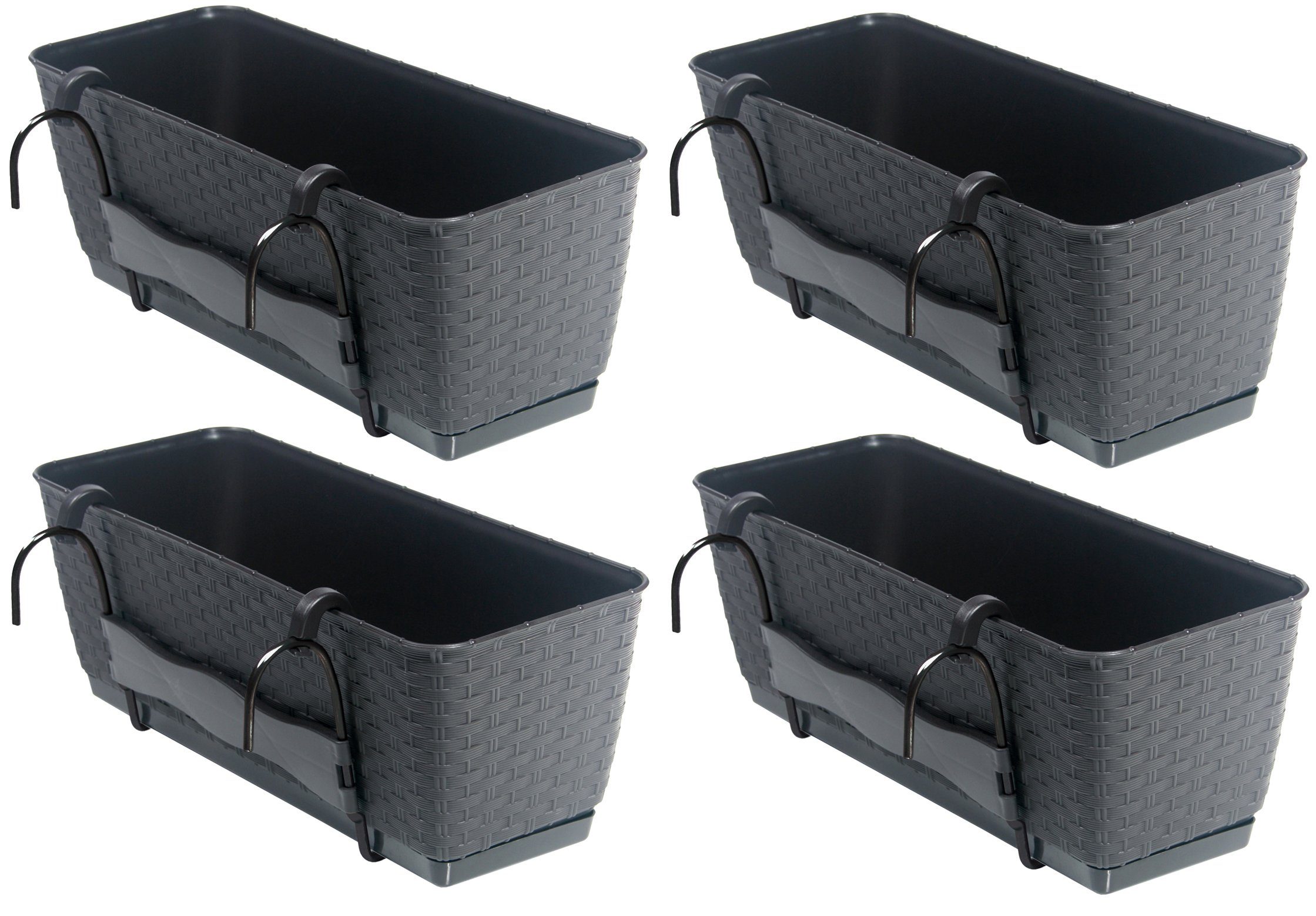 BigDean Blumenkasten »Set aus 4 Balkon Pflanzkästen mit Metallhalterung
