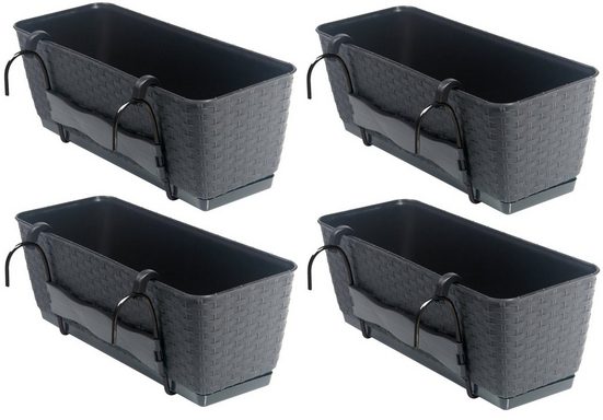 BigDean Blumenkasten »Set aus 4 Balkon Pflanzkästen mit Metallhalterung
