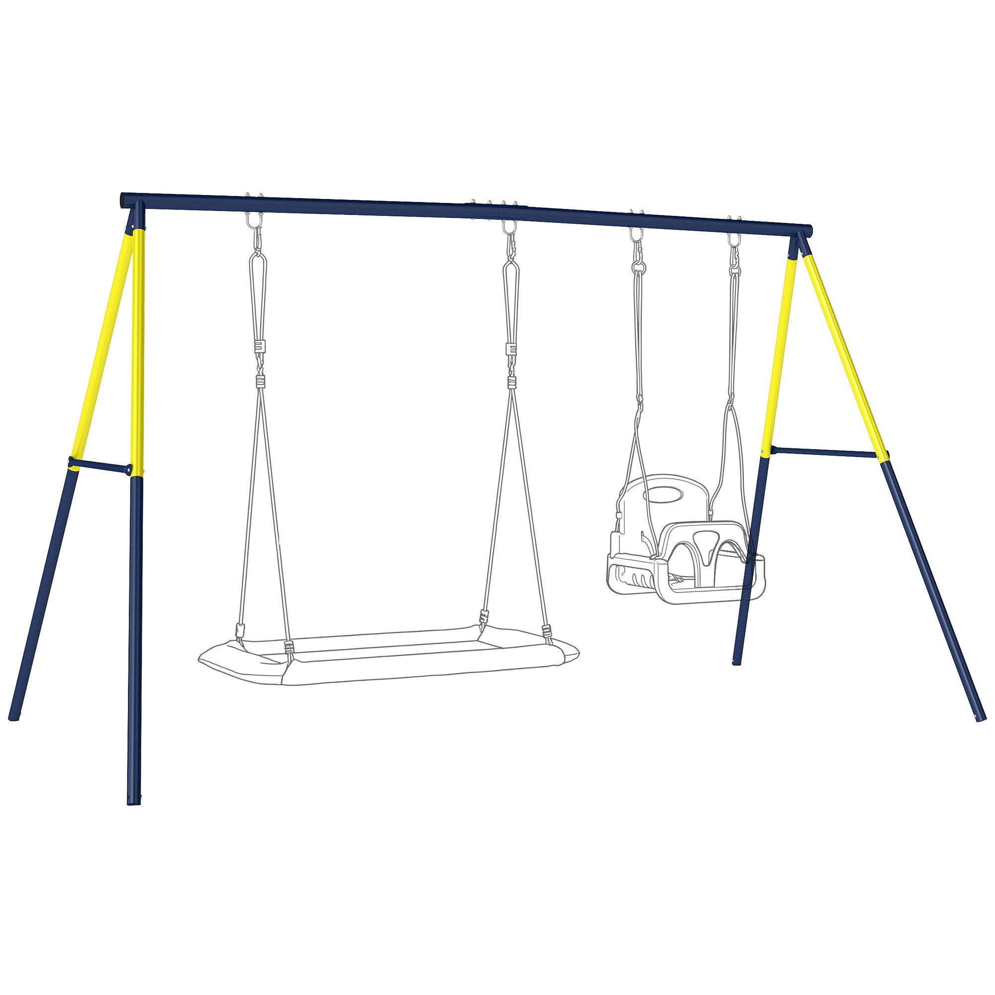 AIYAPLAY Schaukelgestell bis 150 kg mit A-Rahmen, (Schaukel Gestell, 1-tlg., Stahl Schaukelgerüst), für Nestschaukel Kinderschaukel Kletterleiter, für Outdoor, Blau