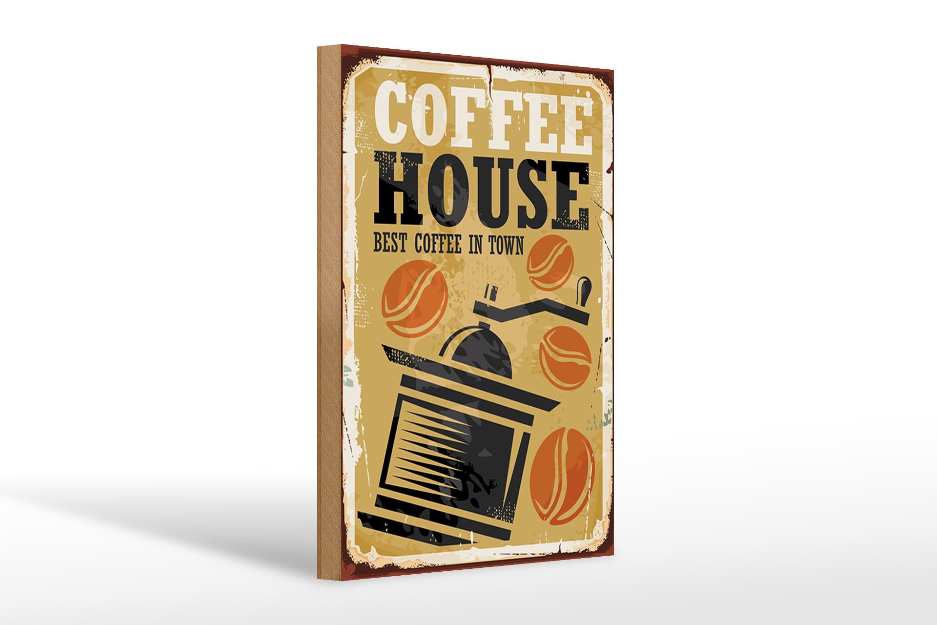 Holzbild Vintage 20x30cm Kaffee Coffee best in town