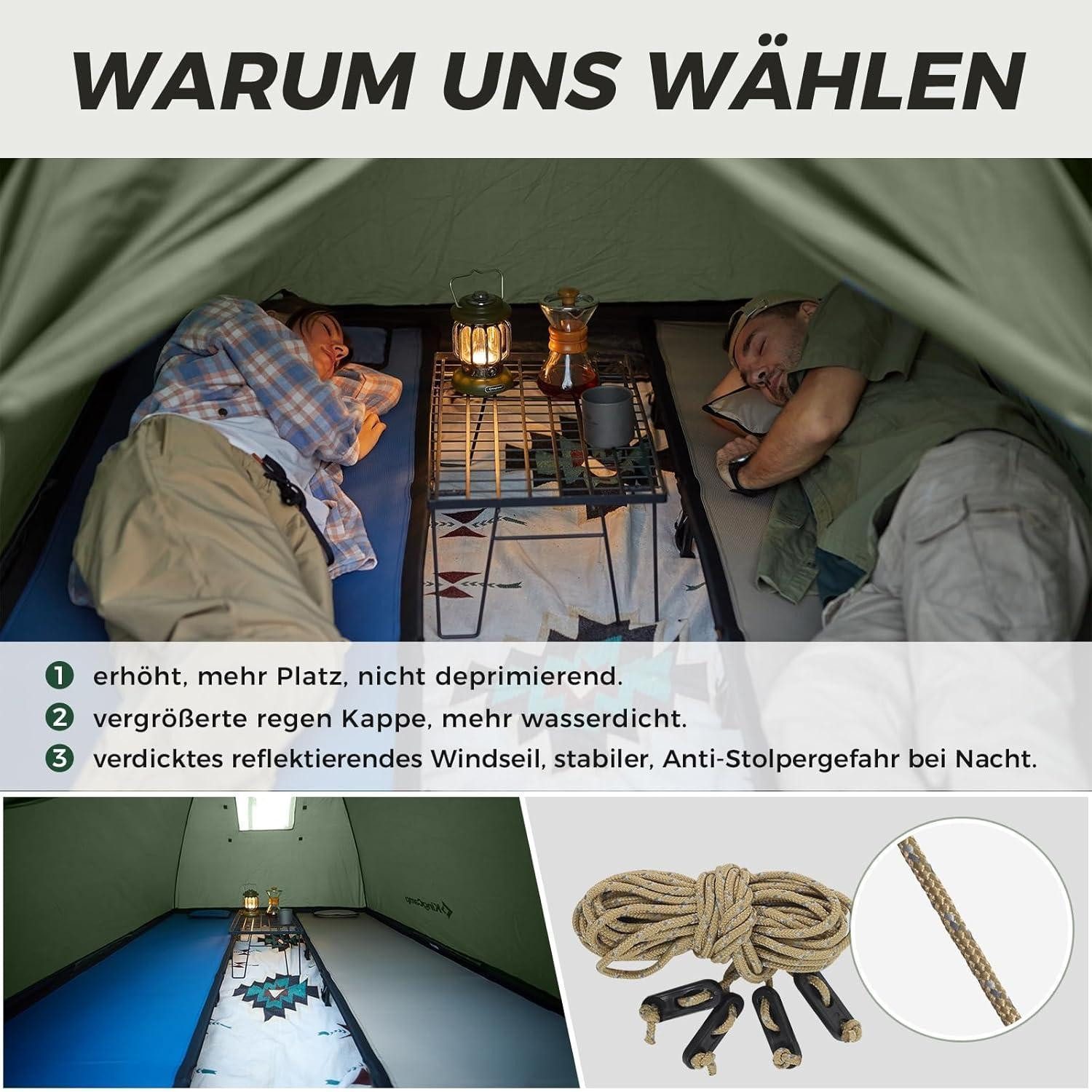 LuxusKollektion Kuppelzelt Ultraleichtes wasserdichtes Camping Zelt für 2 Personen mit
