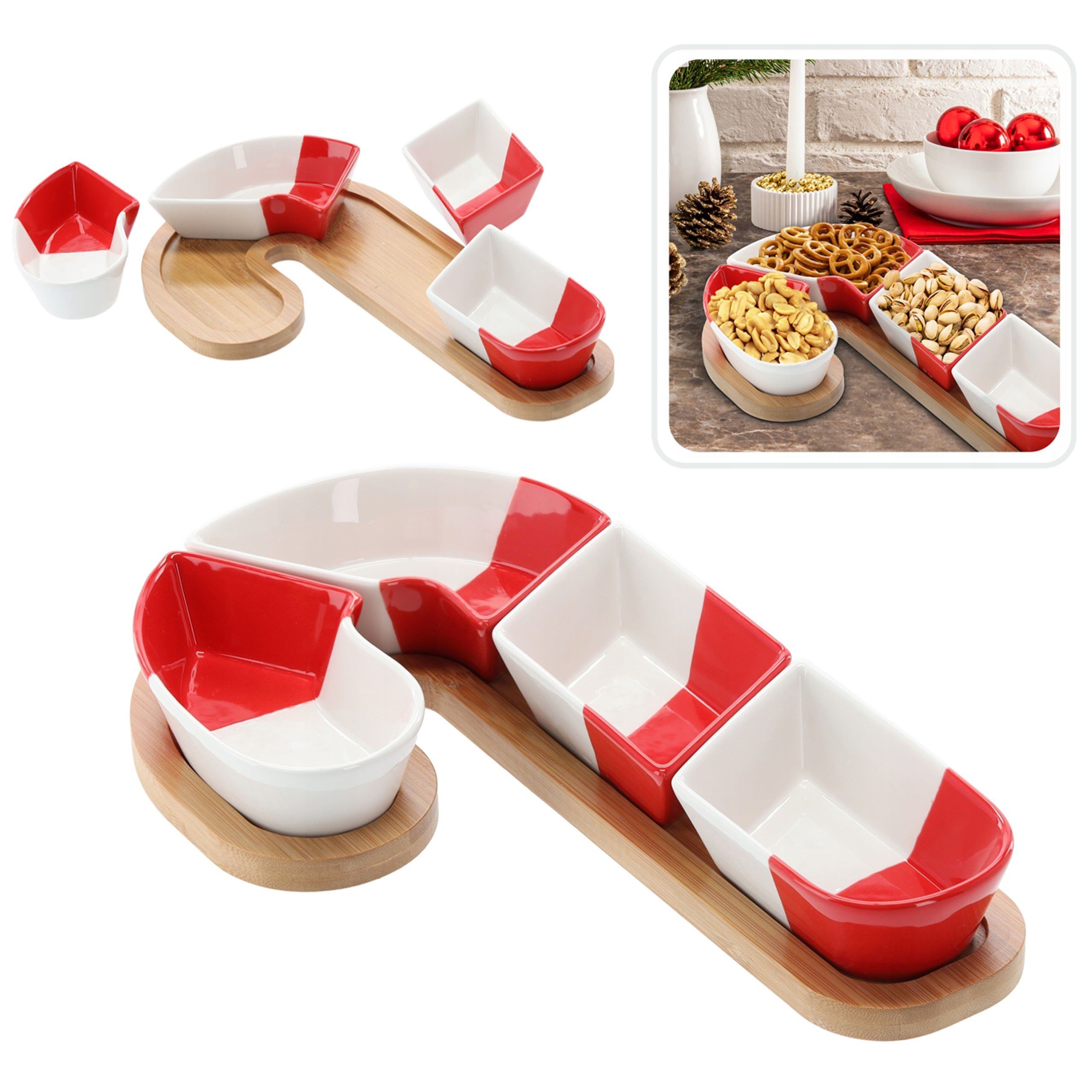 Sarcia.eu Dekoschale Vorspeisen-Servier-Set, Zuckerstange - 4 Schalen günstig online kaufen