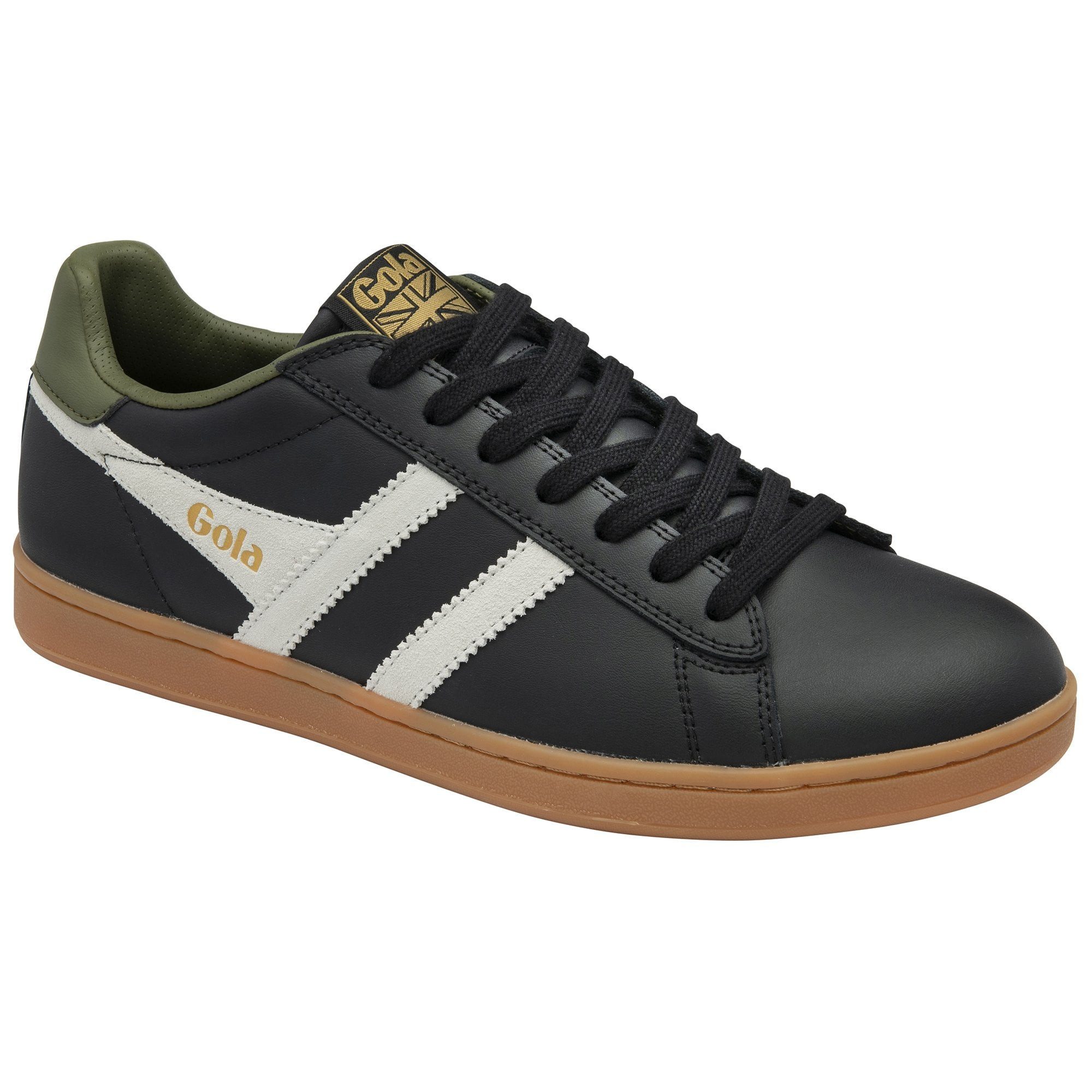 Gola Equipe II Leder schwarz/off weiss/khakigrün Herren Sneaker