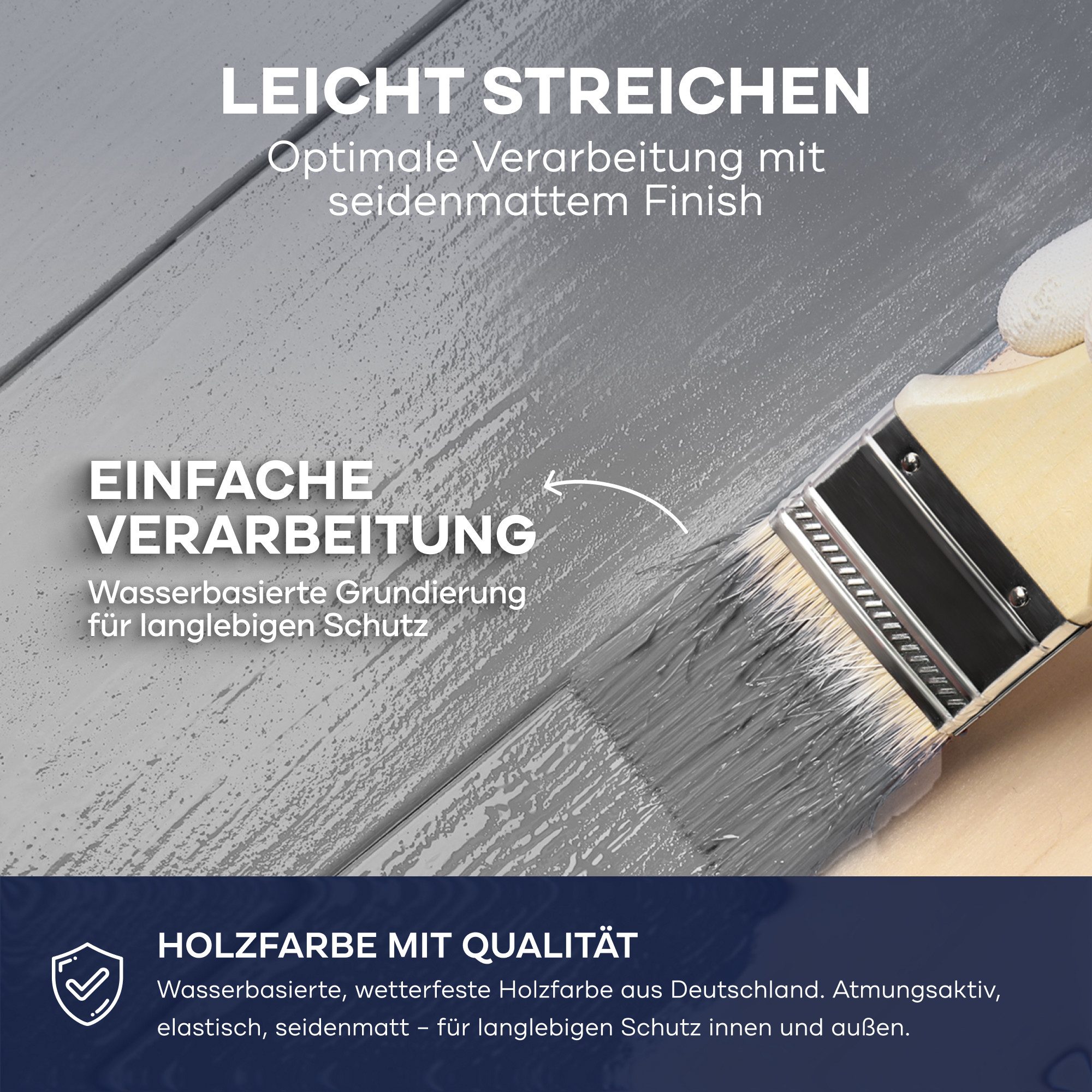 plid Holzlack Premium Holzfarbe Holzlack Farbe für Holz Pinsel, Schnelltrocknend, verarbeitungsfertig