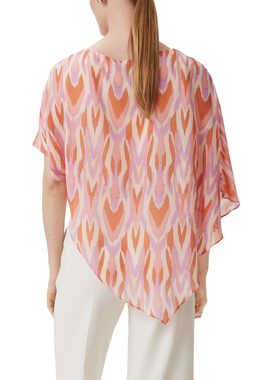 Comma Kurzarmbluse Bluse mit asymmetrischem Chiffon-Overlay