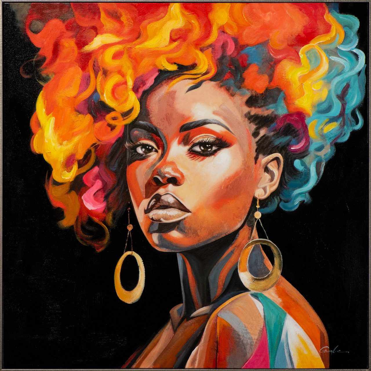 ArtUniverse Gemälde Colourful Beauty 100 x 100 cm, Menschenmotiv