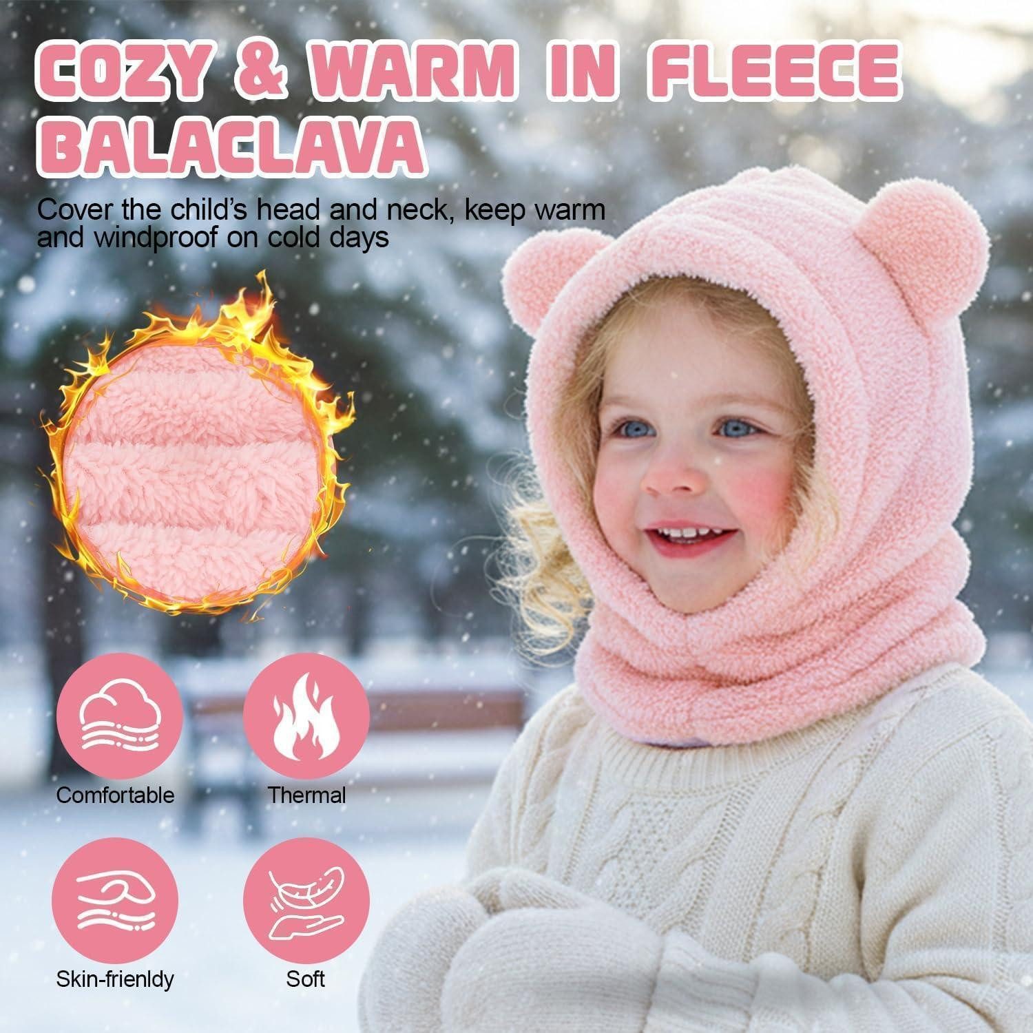 LuxusKollektion Schlupfmütze Schlupfmütze Fleece Baby Kinder Winter Thermo Sturmhaube Rosa M