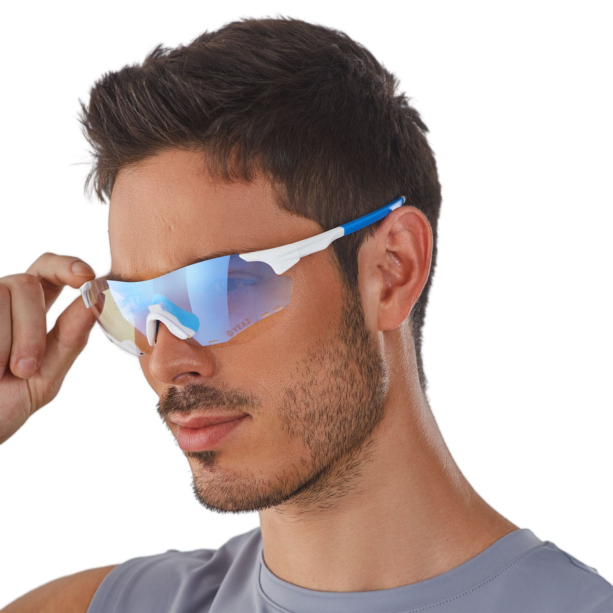 YEAZ Sportbrille SUNELATION sport-sonnenbrille weiß/rot, Sport-Sonnenbrille weiß / blau