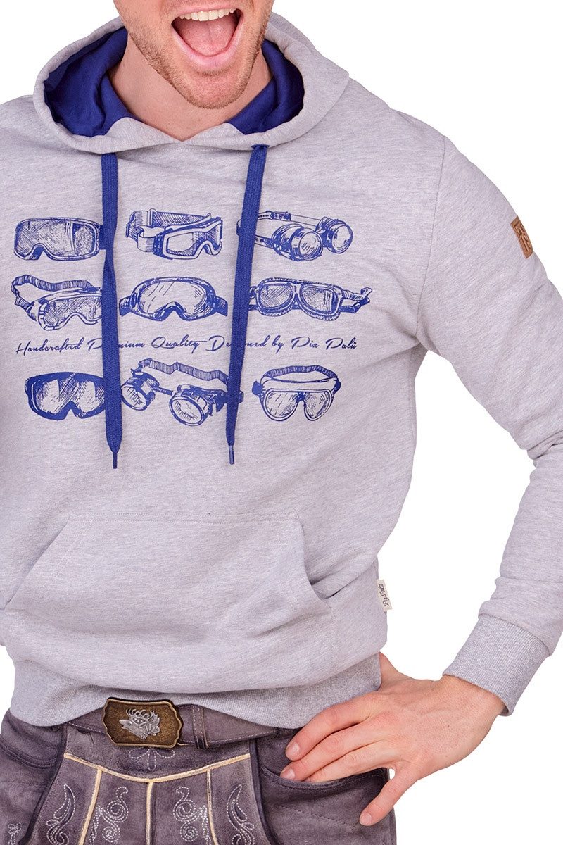 Piz Palü Strickpullover Hoodie Herren - STALLWANG - kieselgrau